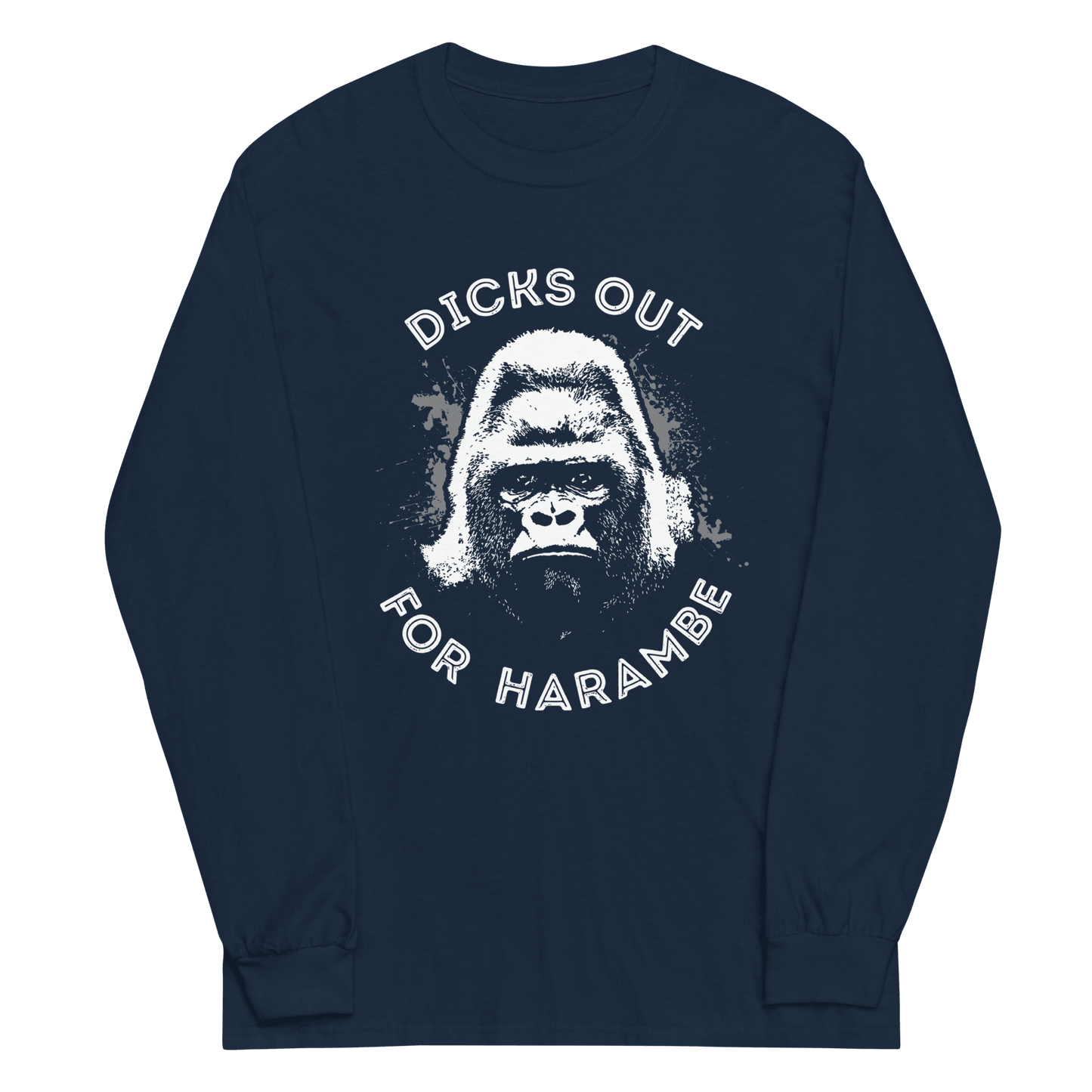 Harambe Long Sleeve T-Shirt Meme - Navy | Shirtposting