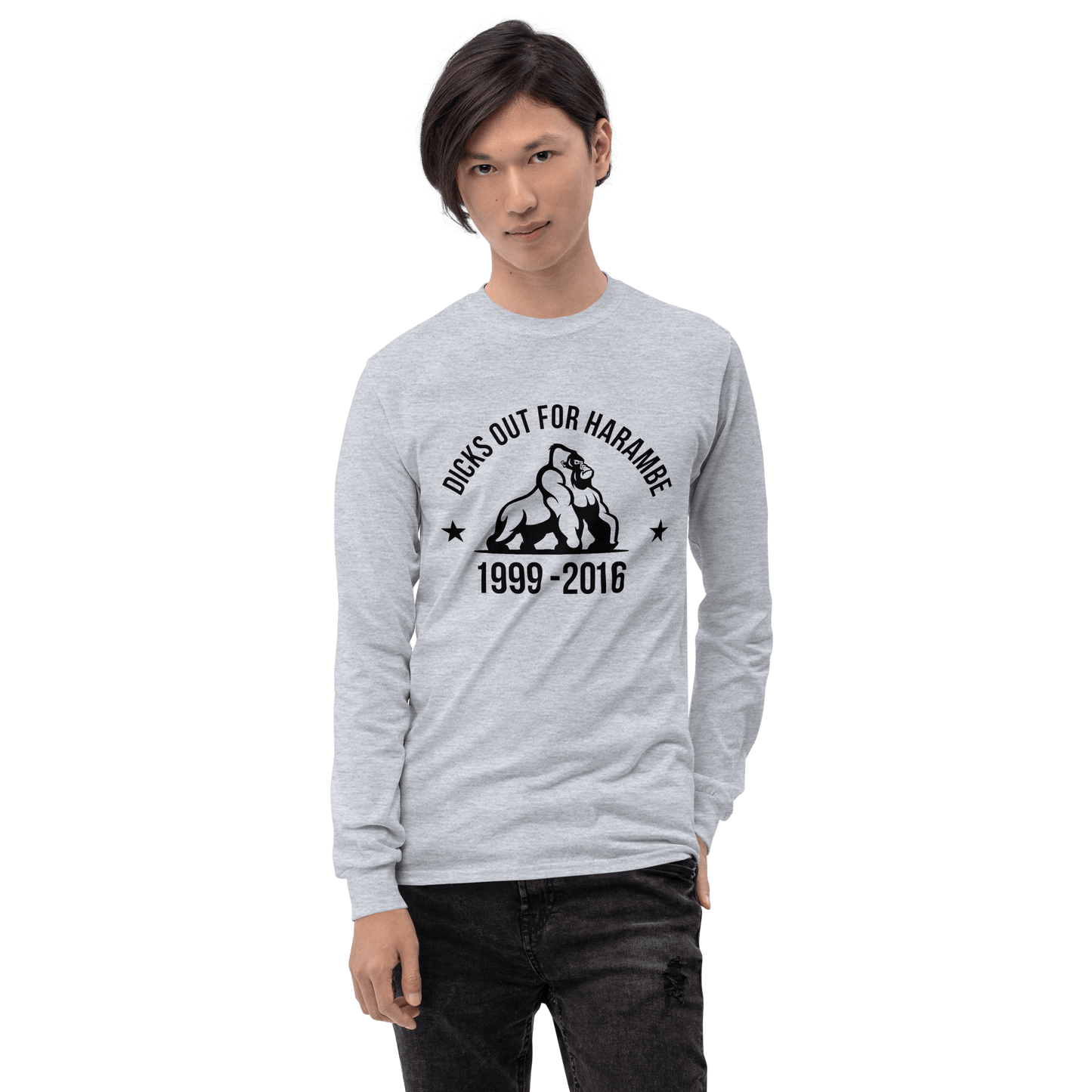 Harambe Long Sleeve T-Shirt Meme - Sport Grey | Shirtposting
