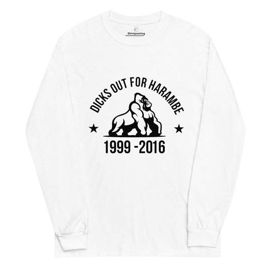 Harambe Long Sleeve T-Shirt Meme - White | Shirtposting