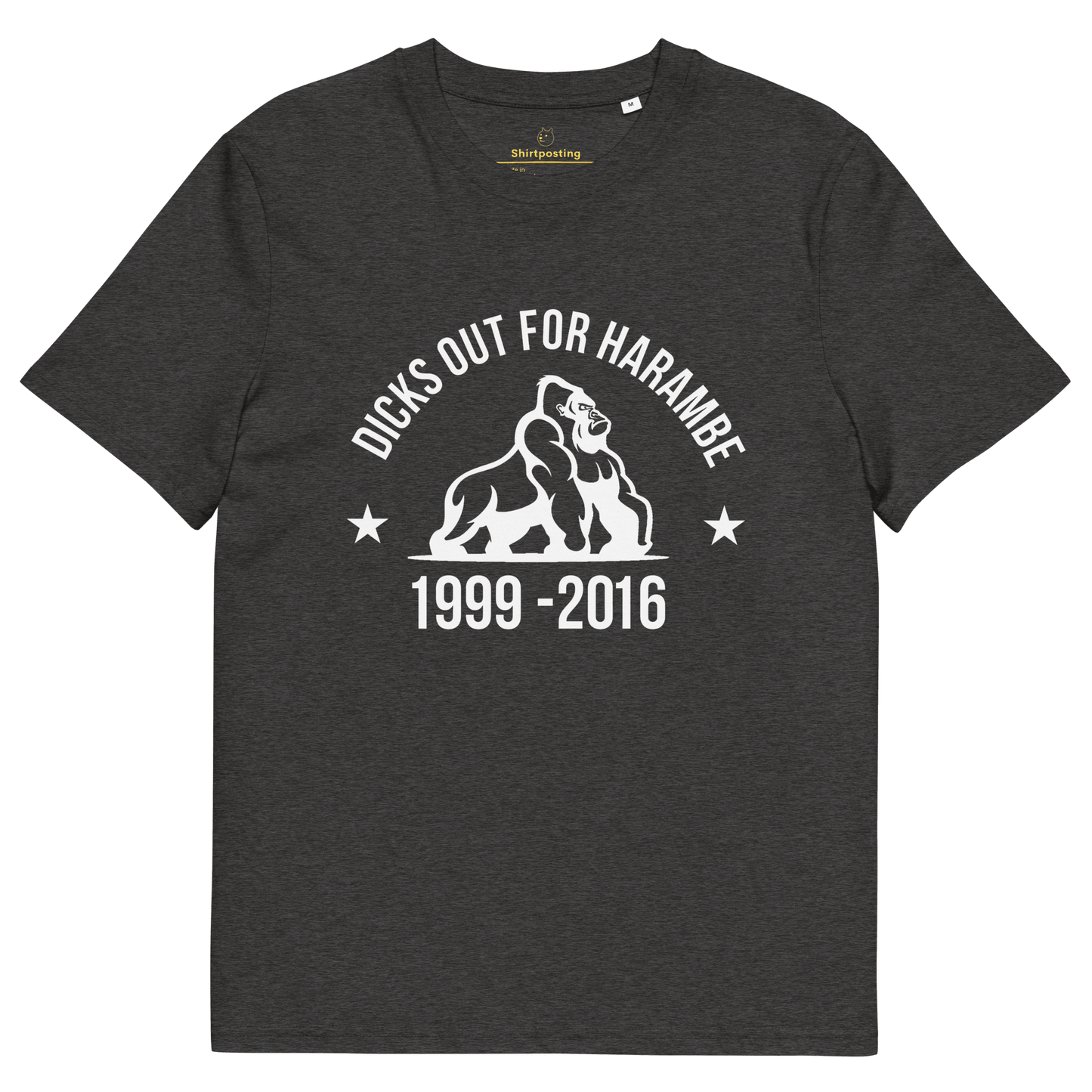 Harambe Premium Organic T-Shirt Meme - Dark Heather Grey | Shirtposting