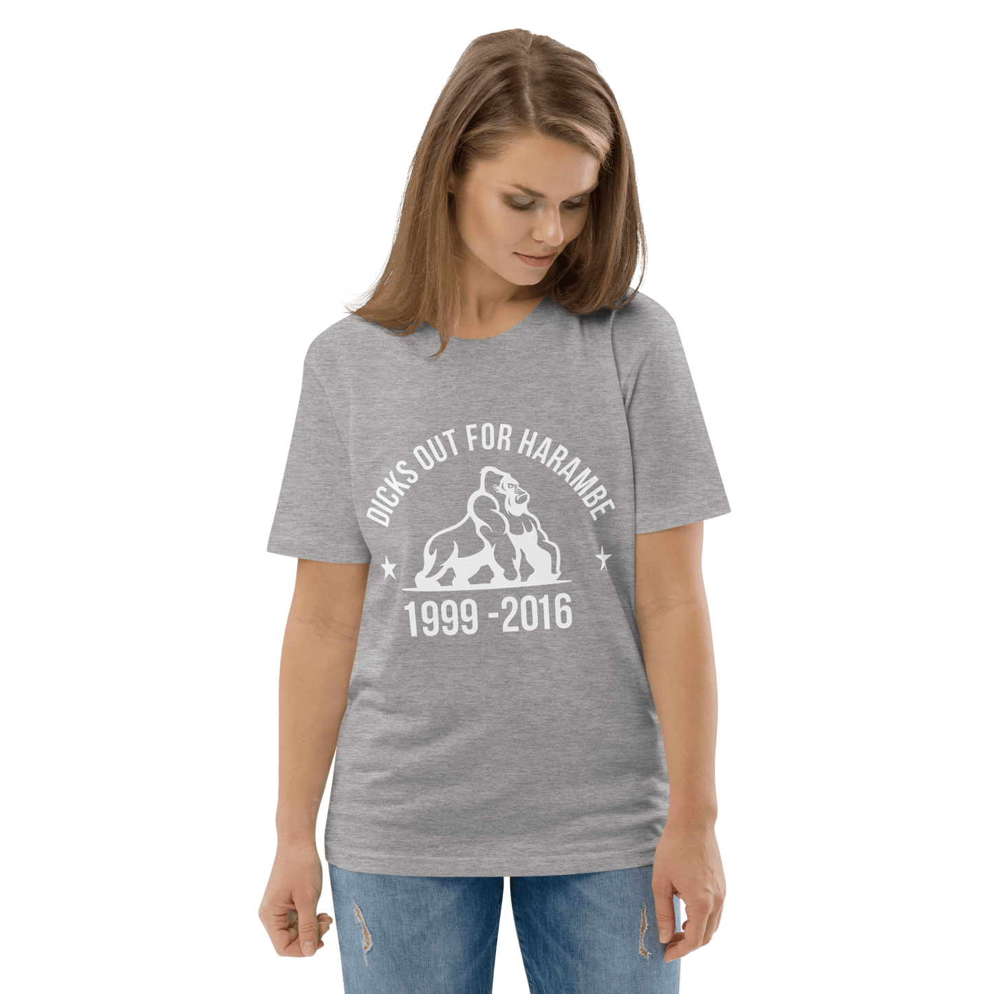 Harambe Premium Organic T-Shirt Meme - Dark Heather Grey | Shirtposting