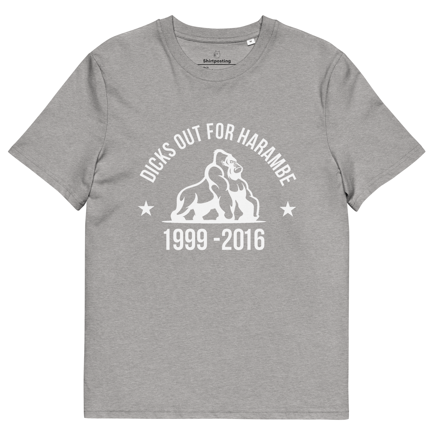 Harambe Premium Organic T-Shirt Meme - Heather Grey | Shirtposting
