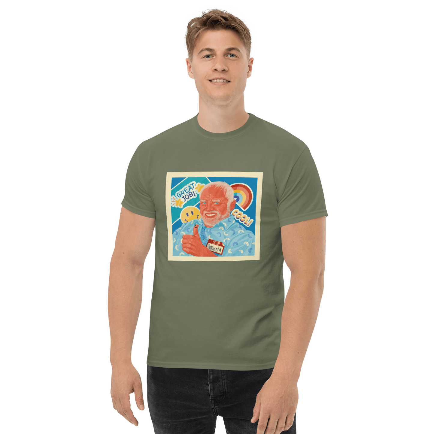 Hide The Pain Herold Classic T-Shirt Meme - Military Green | Shirtposting