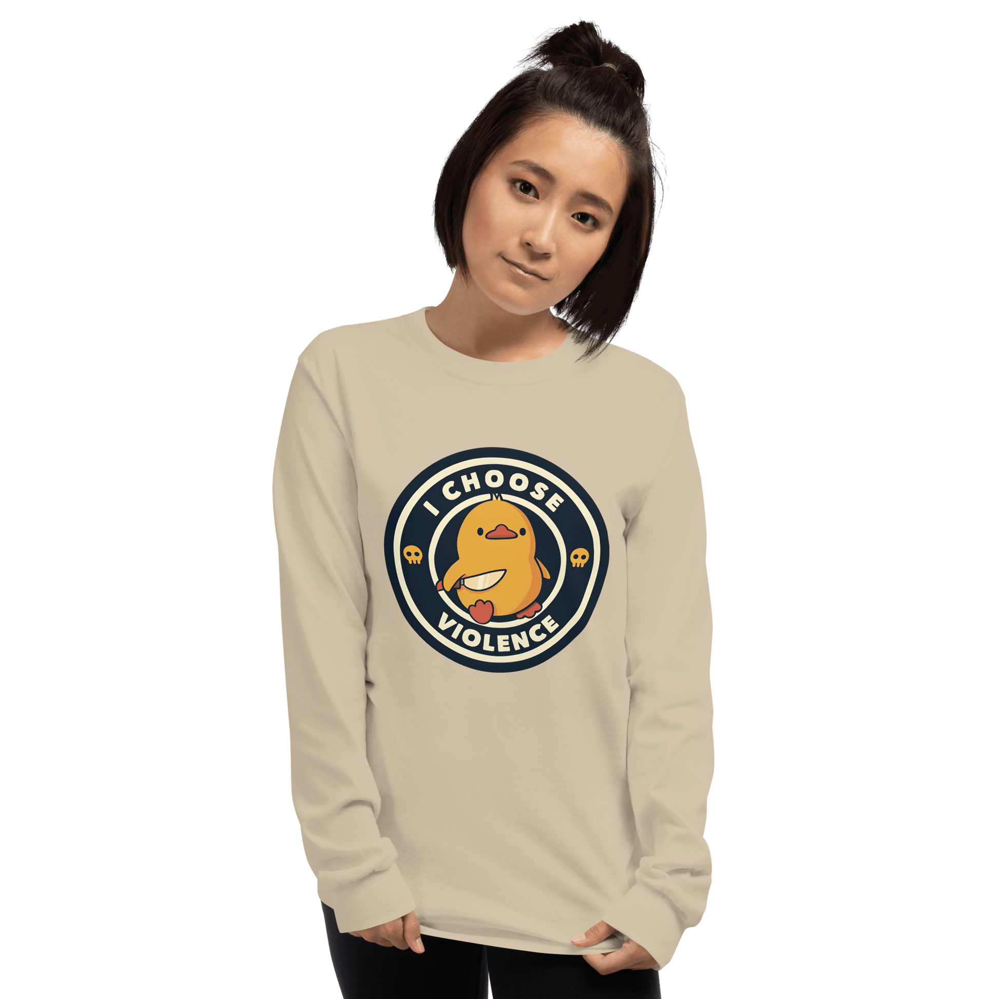 I Choose Violence Long Sleeve T-Shirt Meme - Sand | Shirtposting