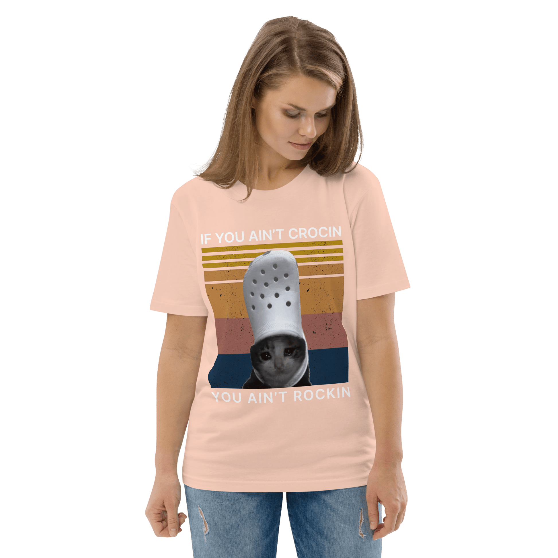 If You Ain't Crocin' Cat Premium Organic T-Shirt Meme - Cotton Pink | Shirtposting