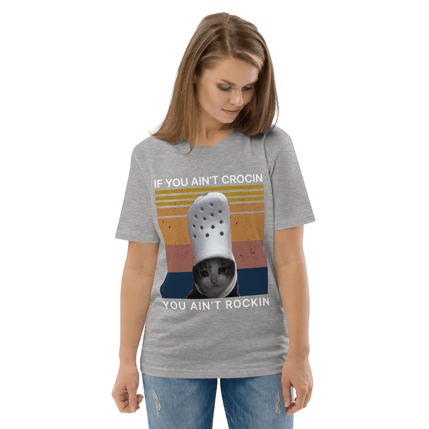 If You Ain't Crocin' Cat Premium Organic T-Shirt Meme - Dark Heather Grey | Shirtposting