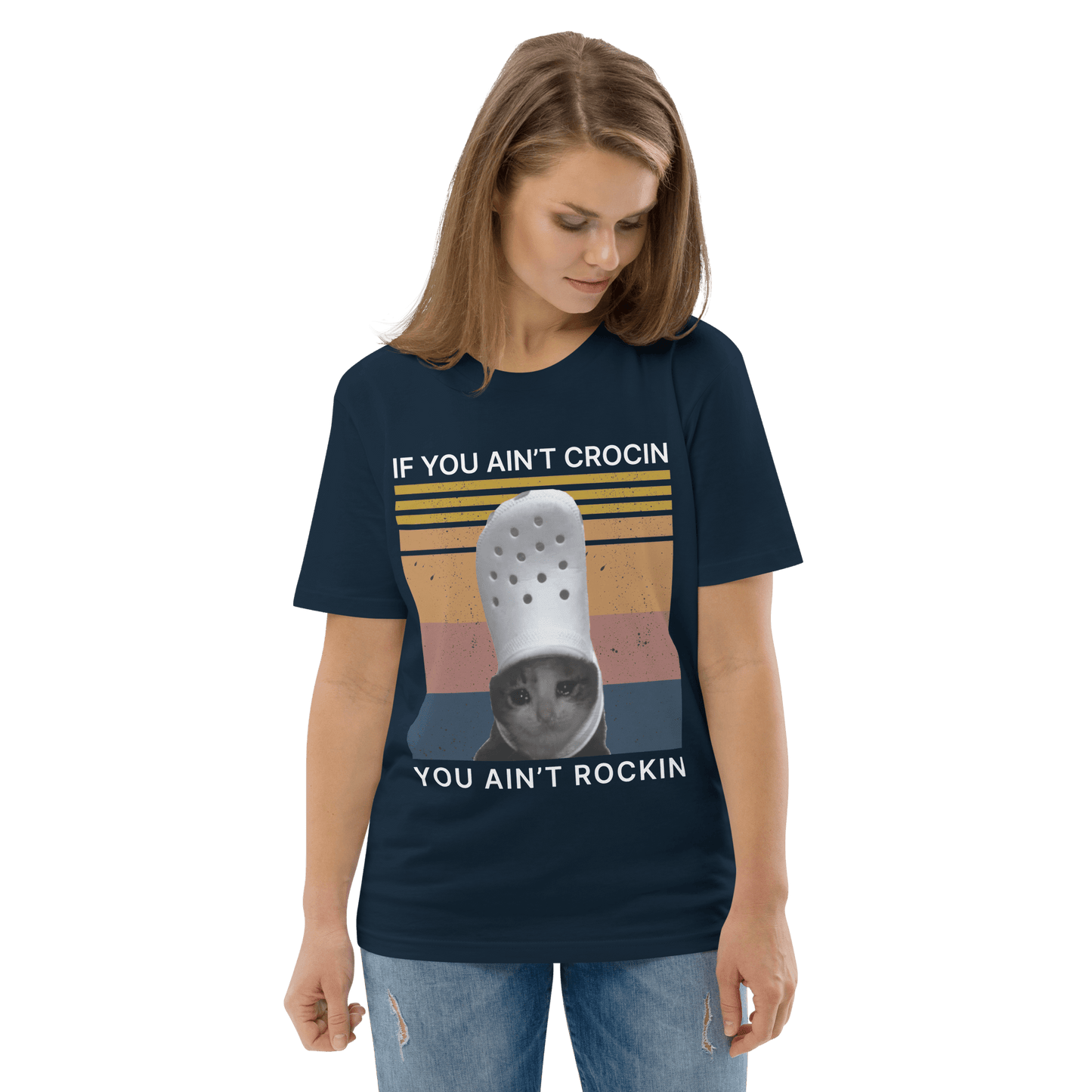 If You Ain't Crocin' Cat Premium Organic T-Shirt Meme - Dark Heather Grey | Shirtposting