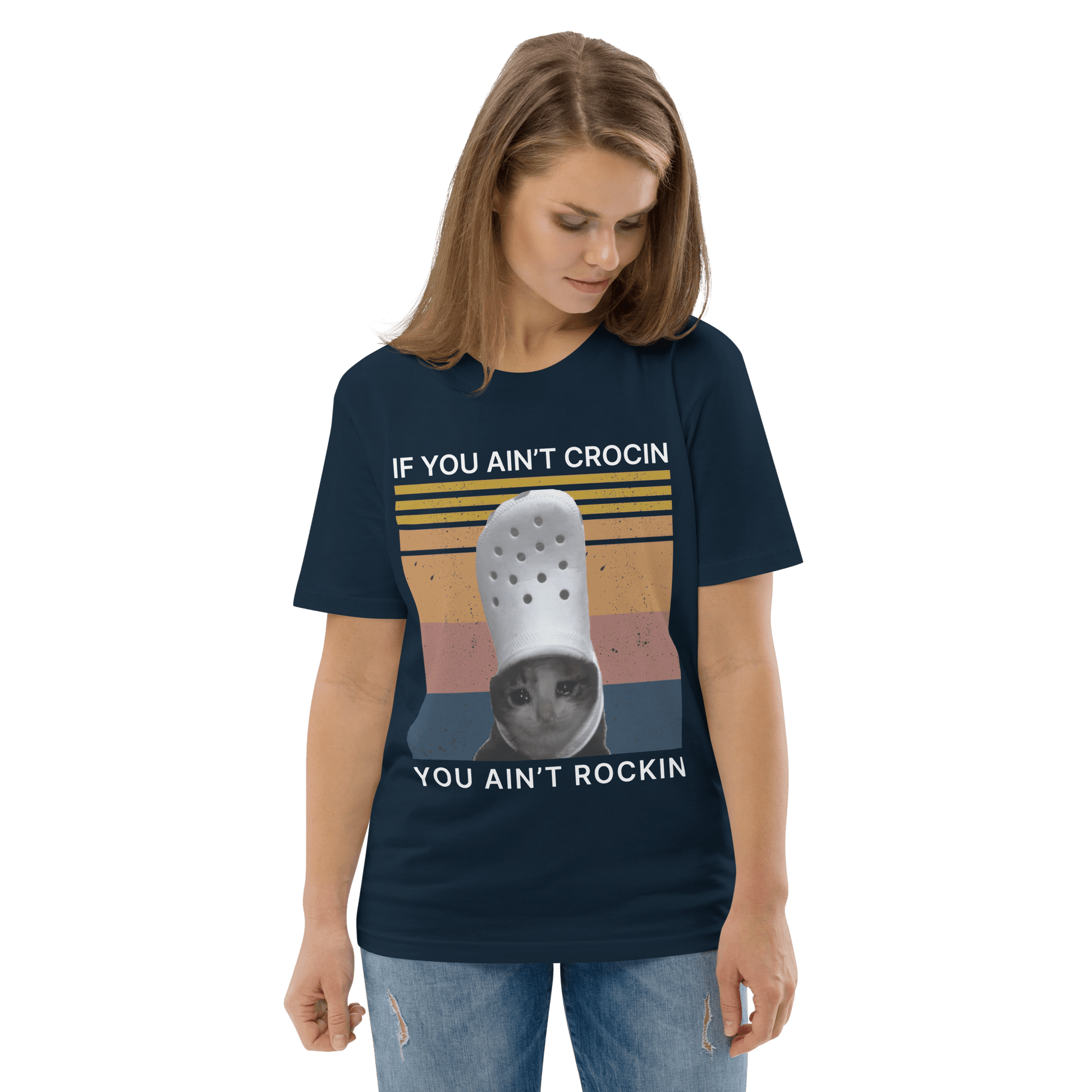 If You Ain't Crocin' Cat Premium Organic T-Shirt Meme - Dark Heather Grey | Shirtposting