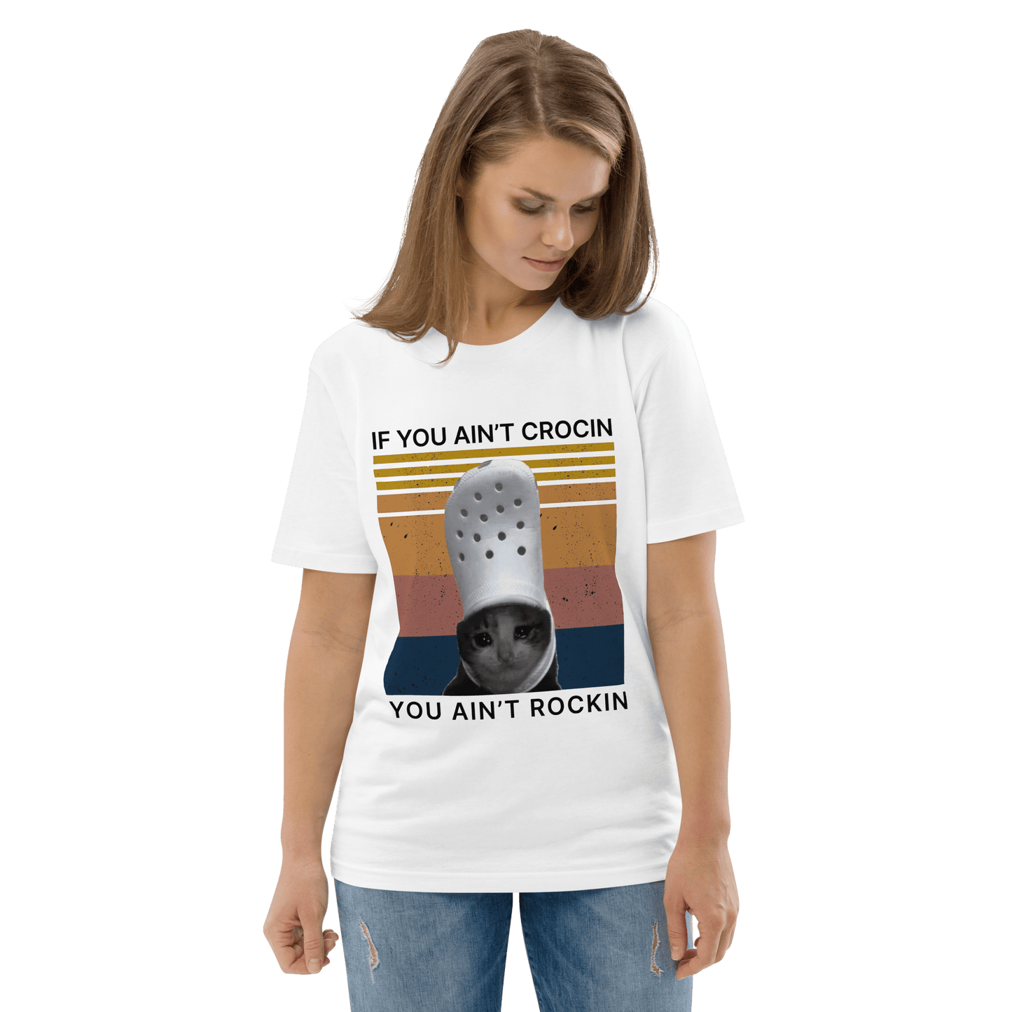 If You Ain't Crocin' Cat Premium Organic T-Shirt Meme - White | Shirtposting