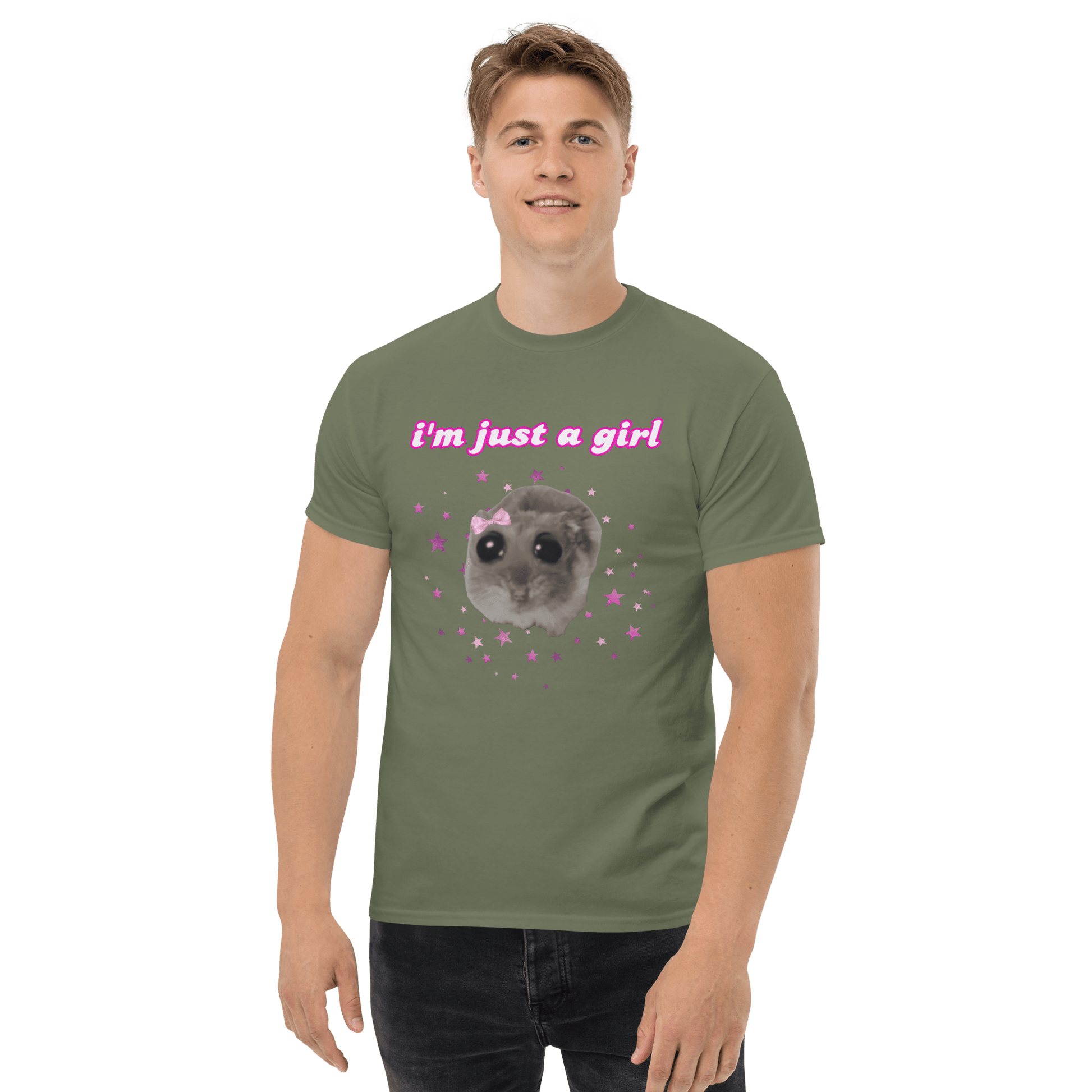 I'm Just a Girl Classic T-Shirt Meme - Military Green | Shirtposting