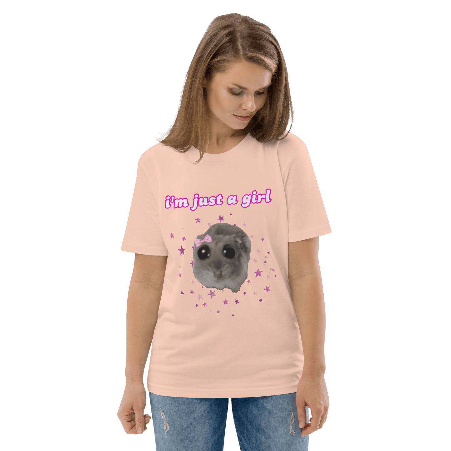 I'm Just a Girl Premium Organic T-Shirt Meme - Cotton Pink | Shirtposting