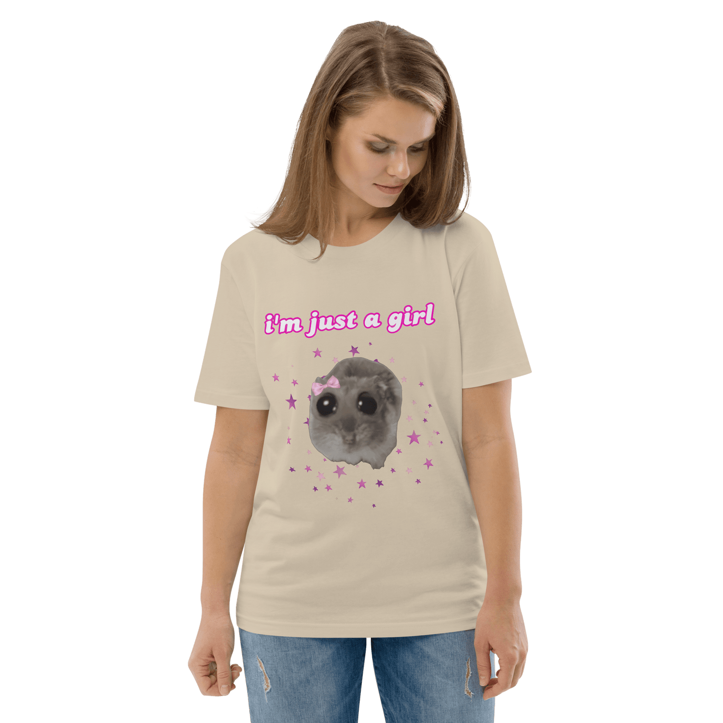 I'm Just a Girl Premium Organic T-Shirt Meme - Cotton Pink | Shirtposting