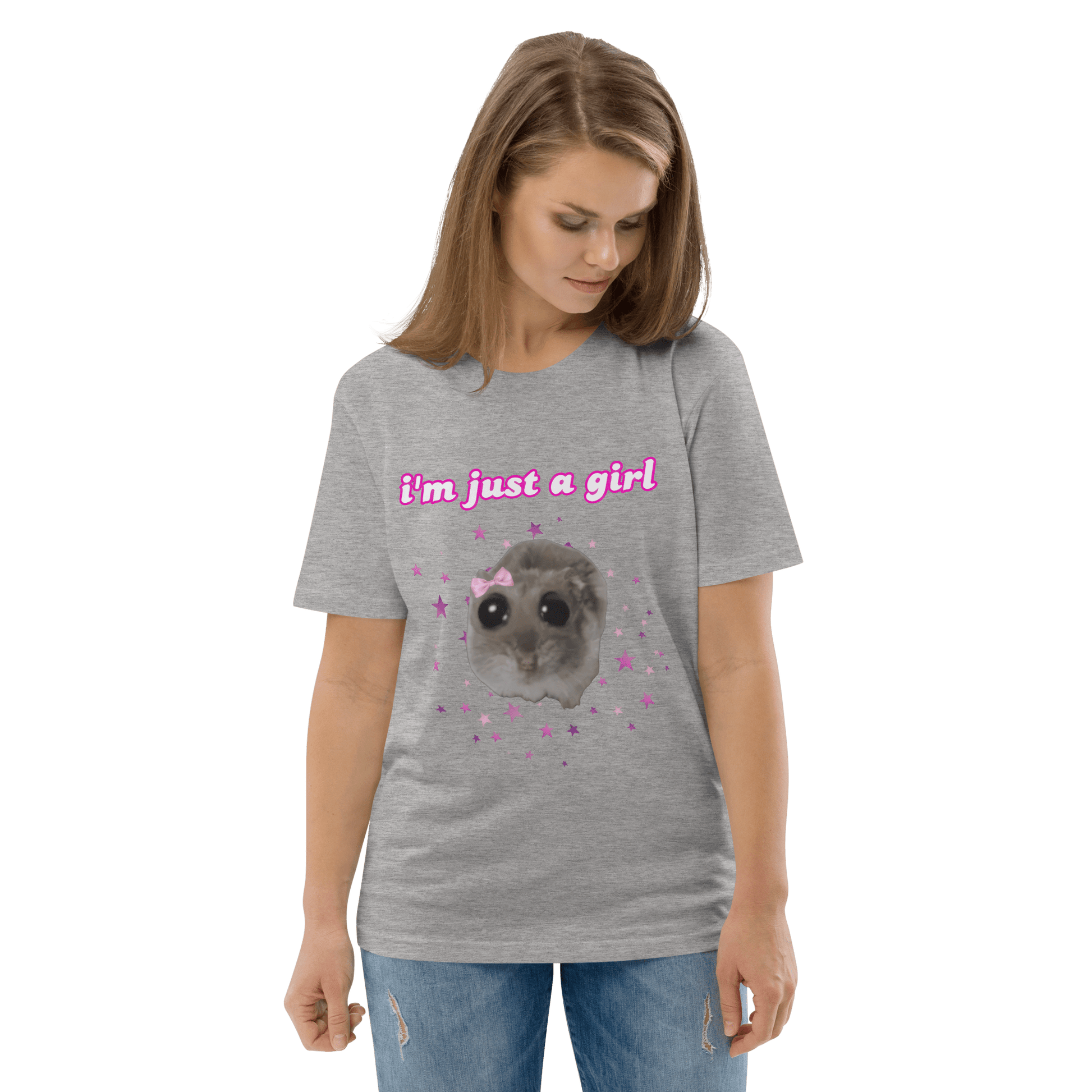 I'm Just a Girl Premium Organic T-Shirt Meme - Cotton Pink | Shirtposting