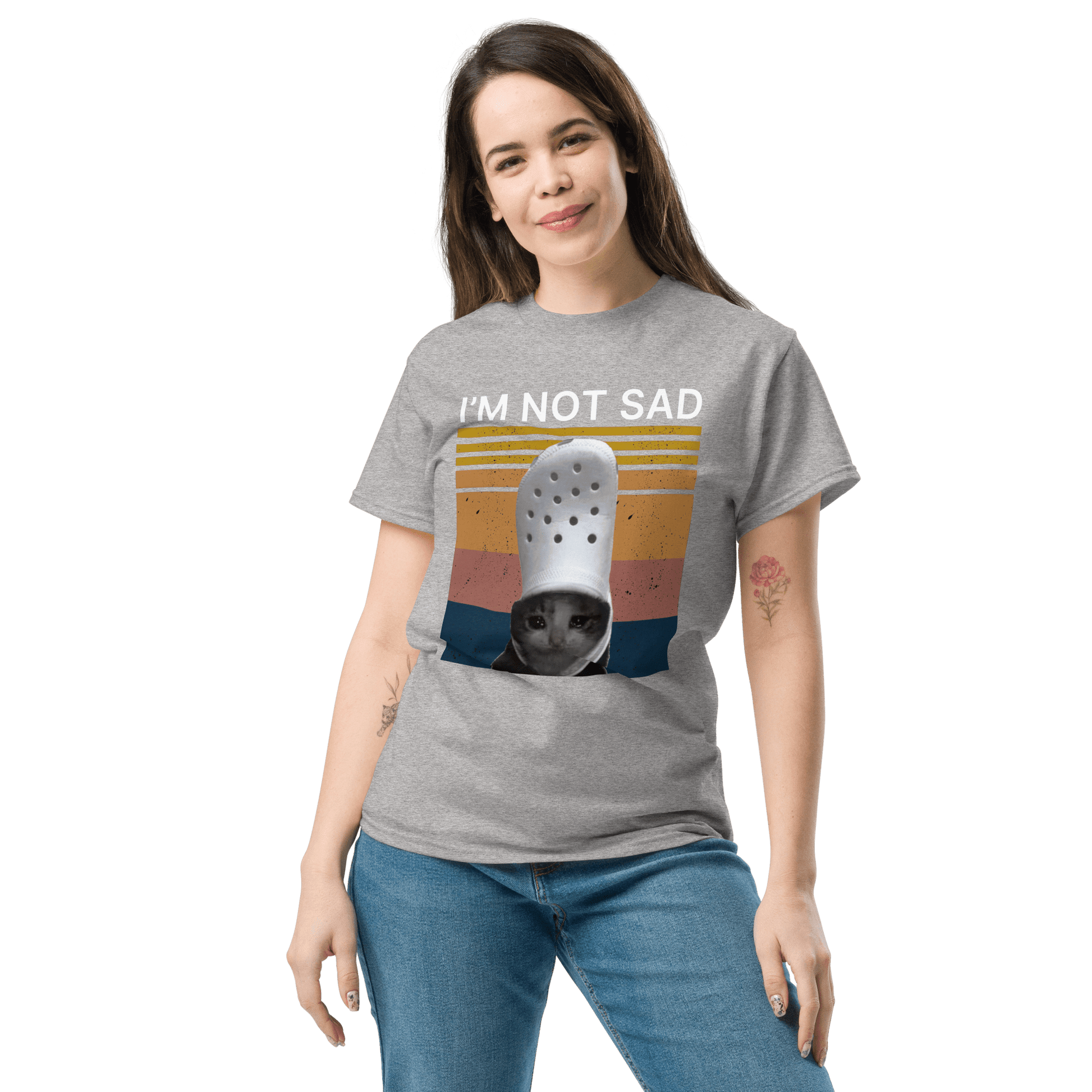 I'm Not Sad Classic T-Shirt Meme - Military Green | Shirtposting