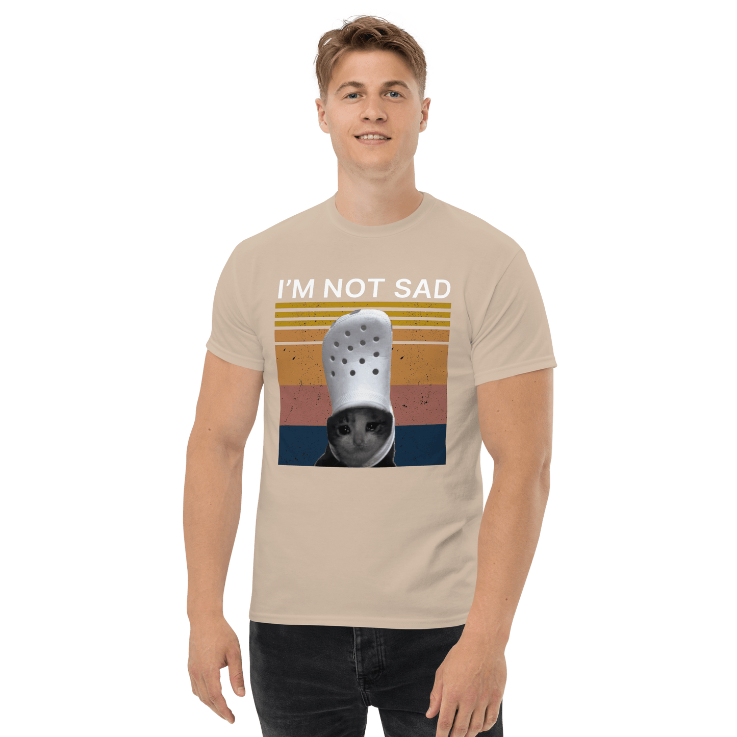 I'm Not Sad Classic T-Shirt Meme - Military Green | Shirtposting