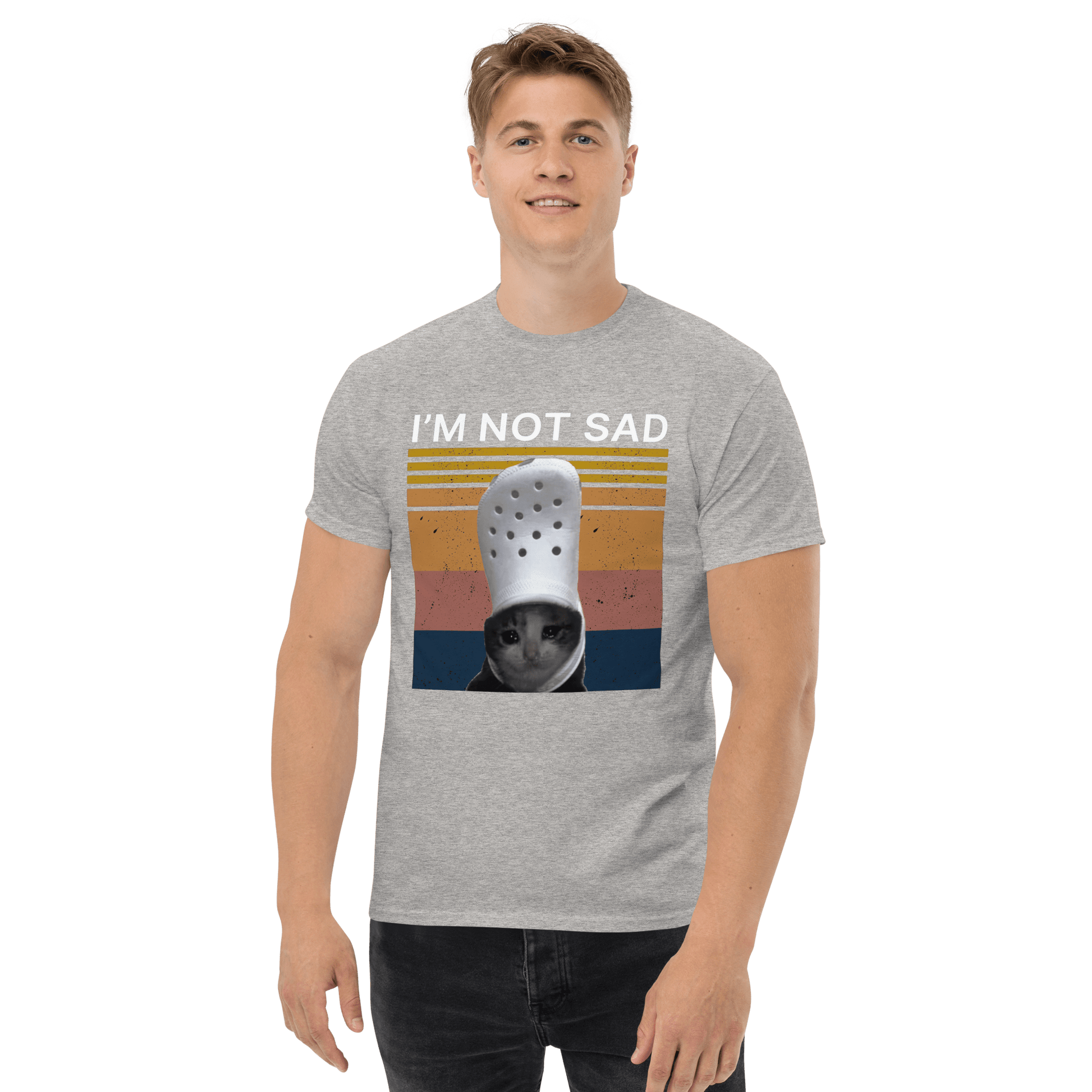 I'm Not Sad Classic T-Shirt Meme - Military Green | Shirtposting