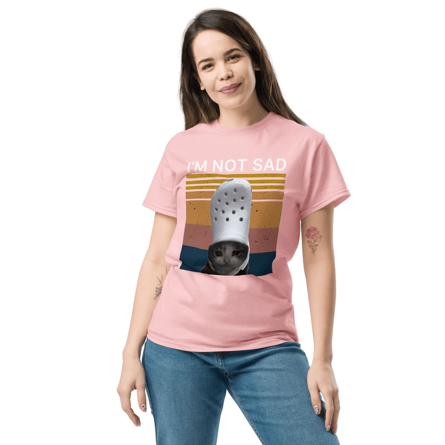 I'm Not Sad Classic T-Shirt Meme - Military Green | Shirtposting
