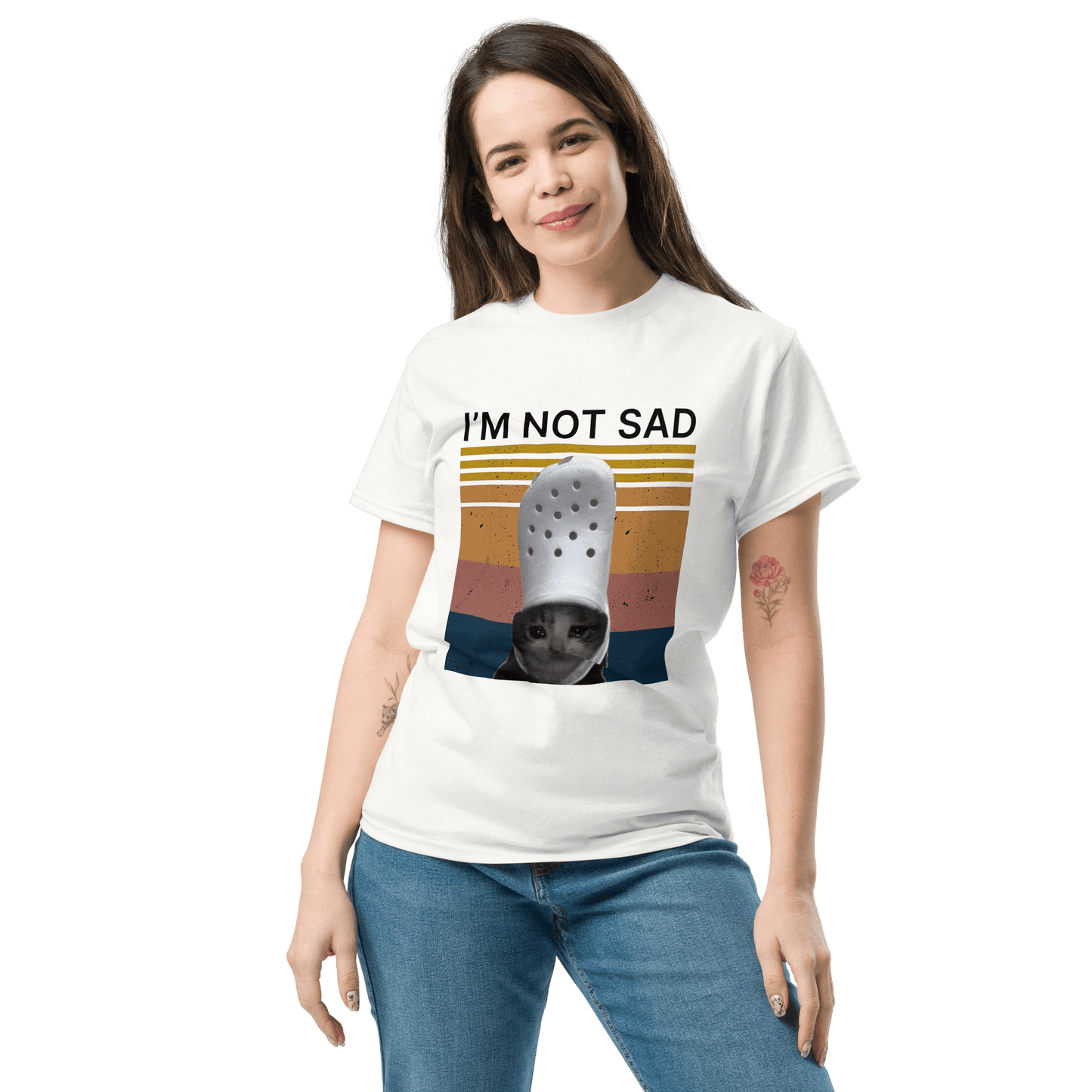 I'm Not Sad Classic T-Shirt Meme - White | Shirtposting