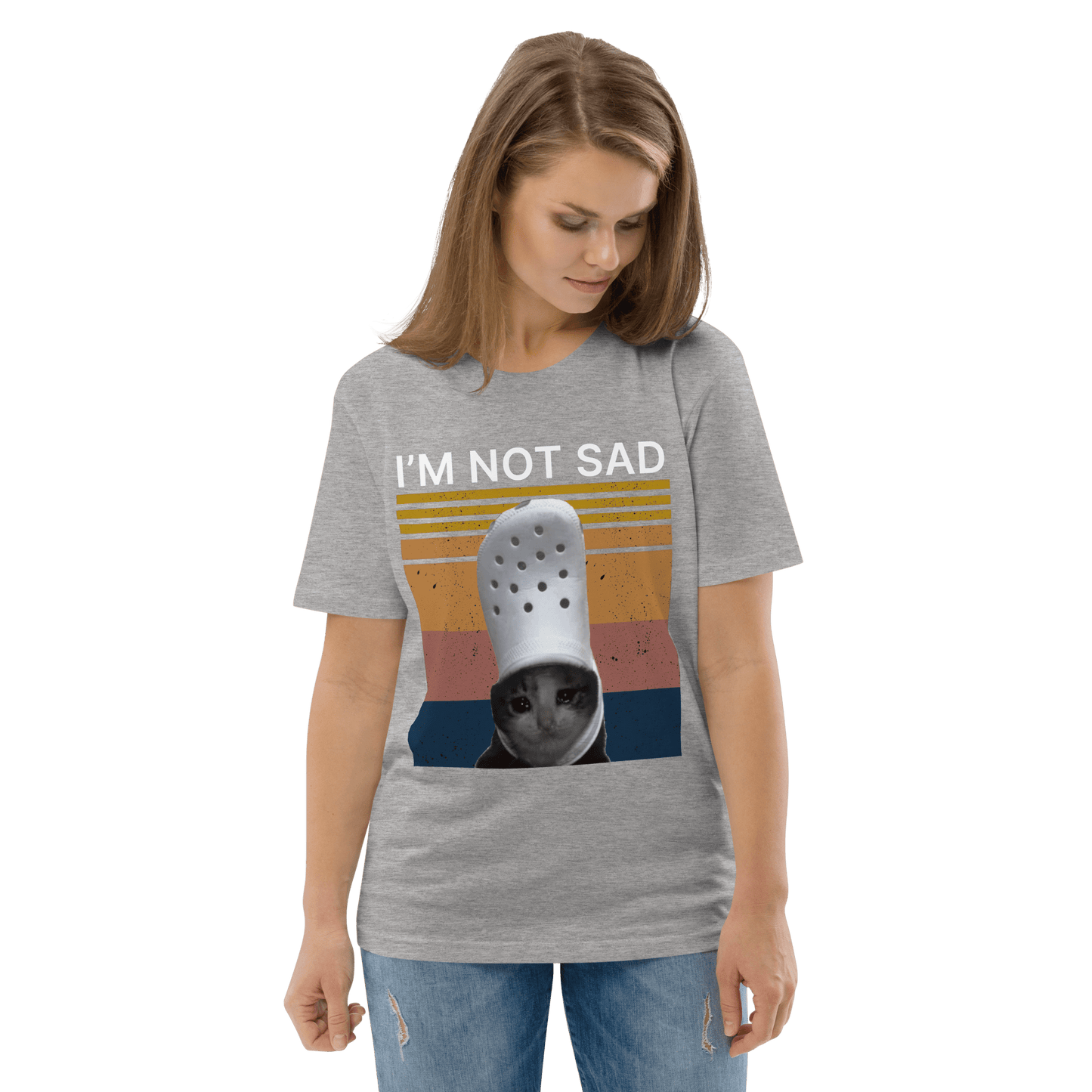 I'm Not Sad Premium Organic T-Shirt Meme - Dark Heather Grey | Shirtposting
