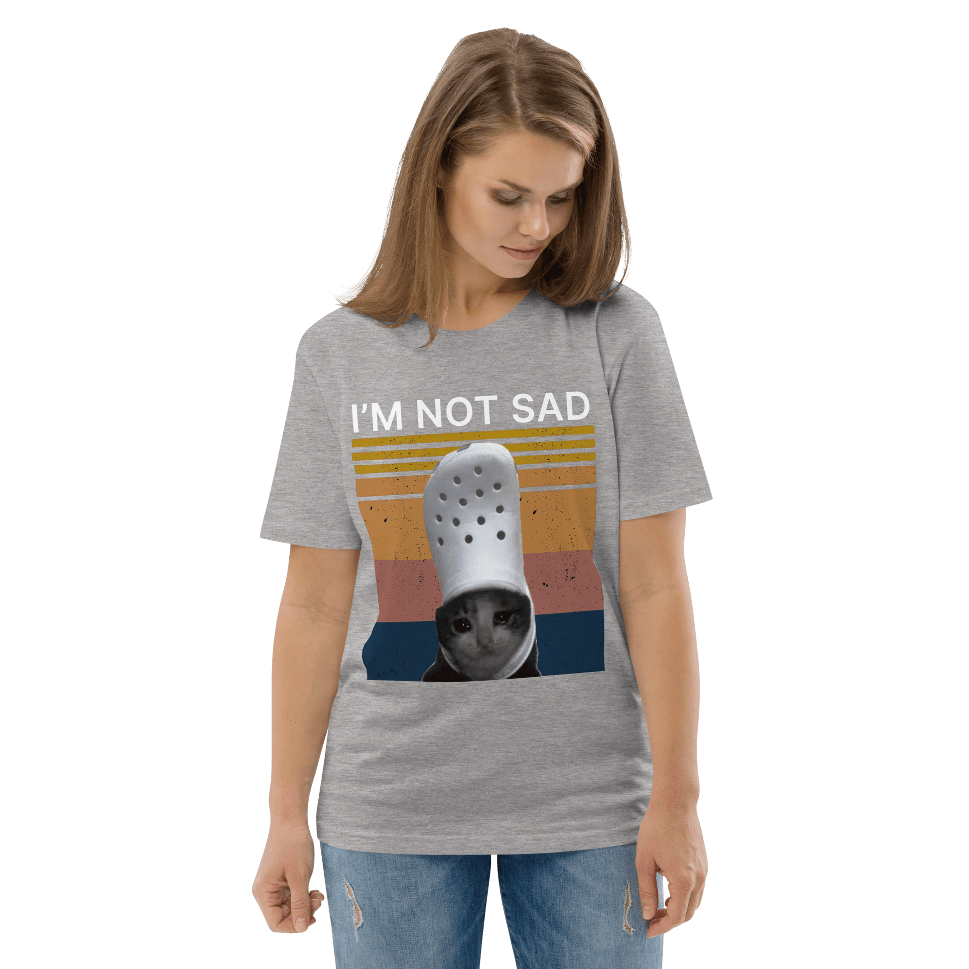 I'm Not Sad Premium Organic T-Shirt Meme - Dark Heather Grey | Shirtposting
