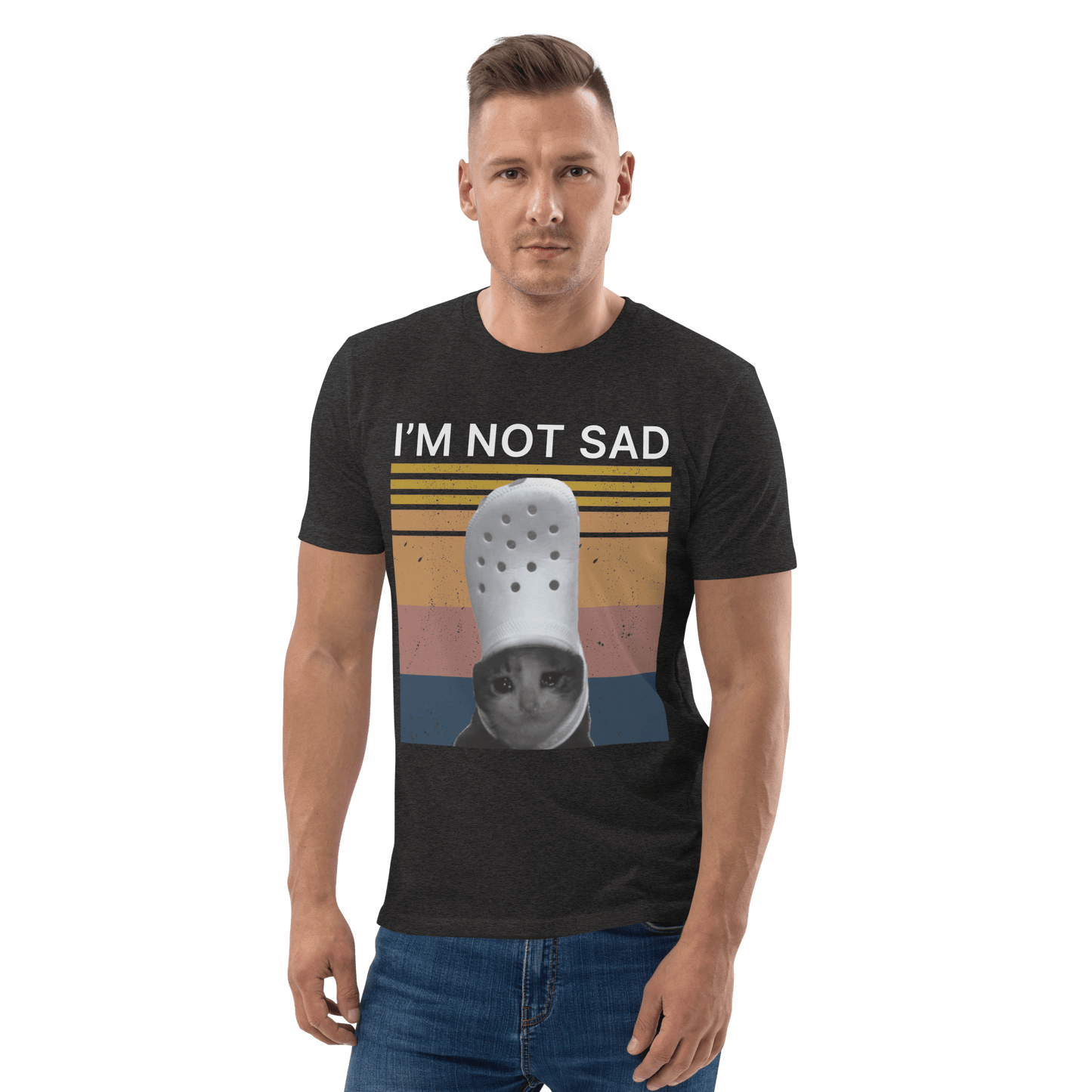 I'm Not Sad Premium Organic T-Shirt Meme - Dark Heather Grey | Shirtposting