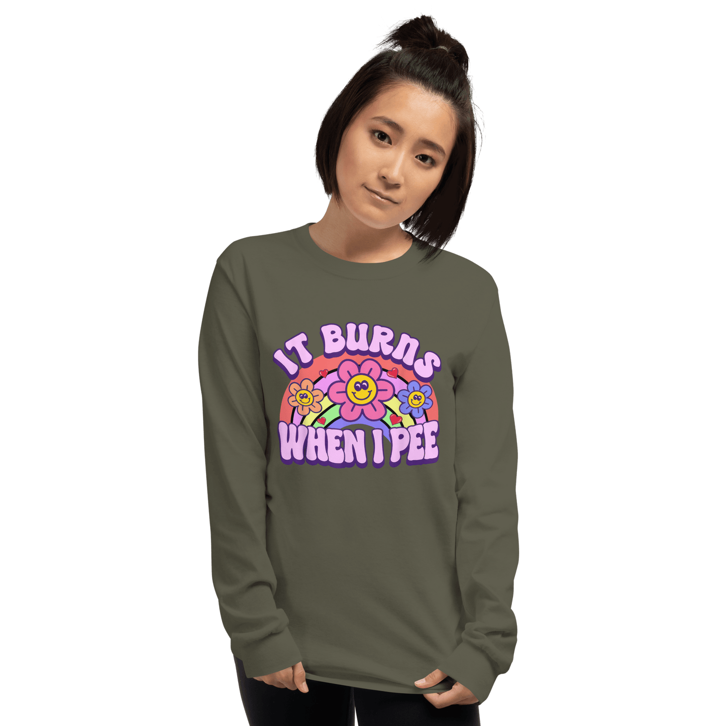 It Burns When I Pee Long Sleeve T-Shirt Meme - Sand | Shirtposting