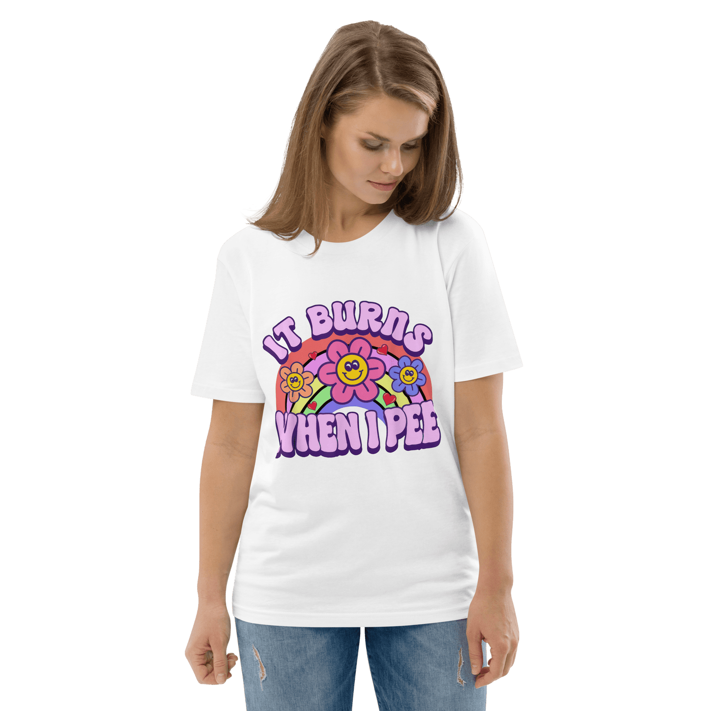 It Burns When I Pee Premium Organic T-Shirt Meme - Cotton Pink | Shirtposting