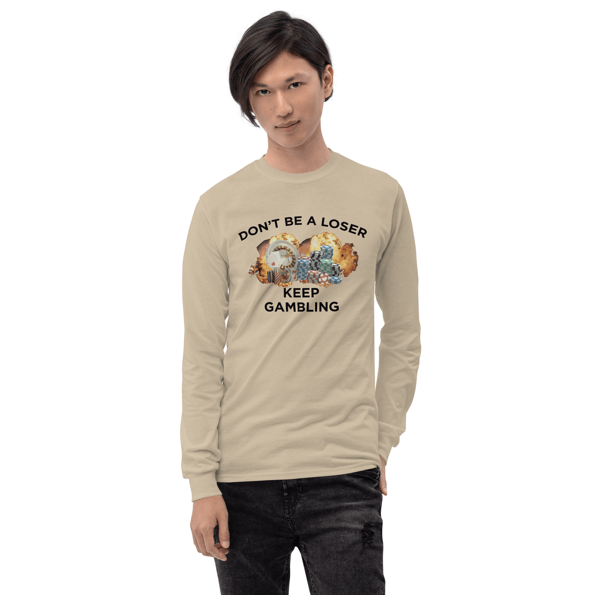 Keep Gambling Long Sleeve T-Shirt Meme - Sand | Shirtposting