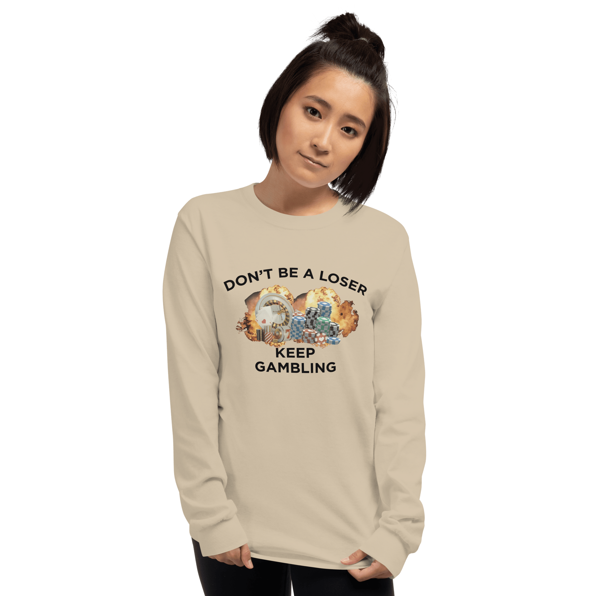 Keep Gambling Long Sleeve T-Shirt Meme - Sand | Shirtposting