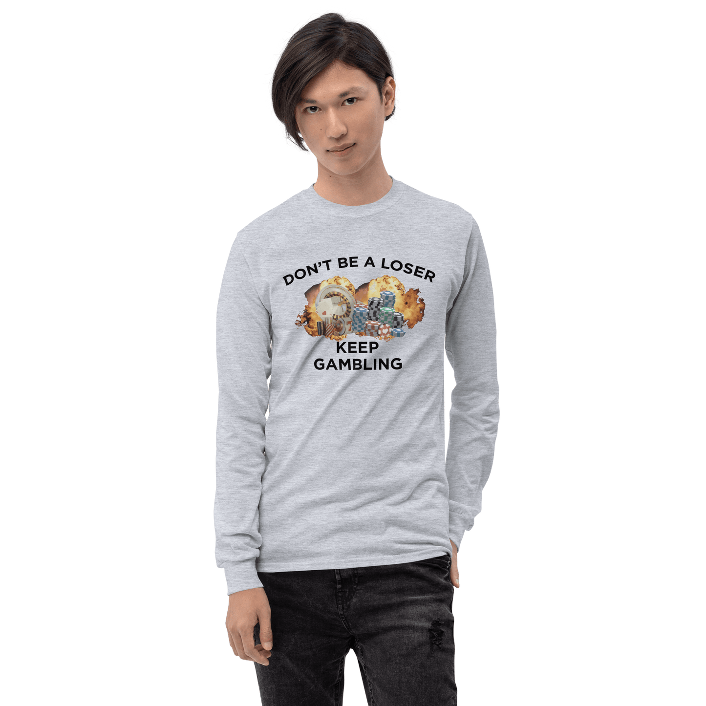 Keep Gambling Long Sleeve T-Shirt Meme - Sport Grey | Shirtposting