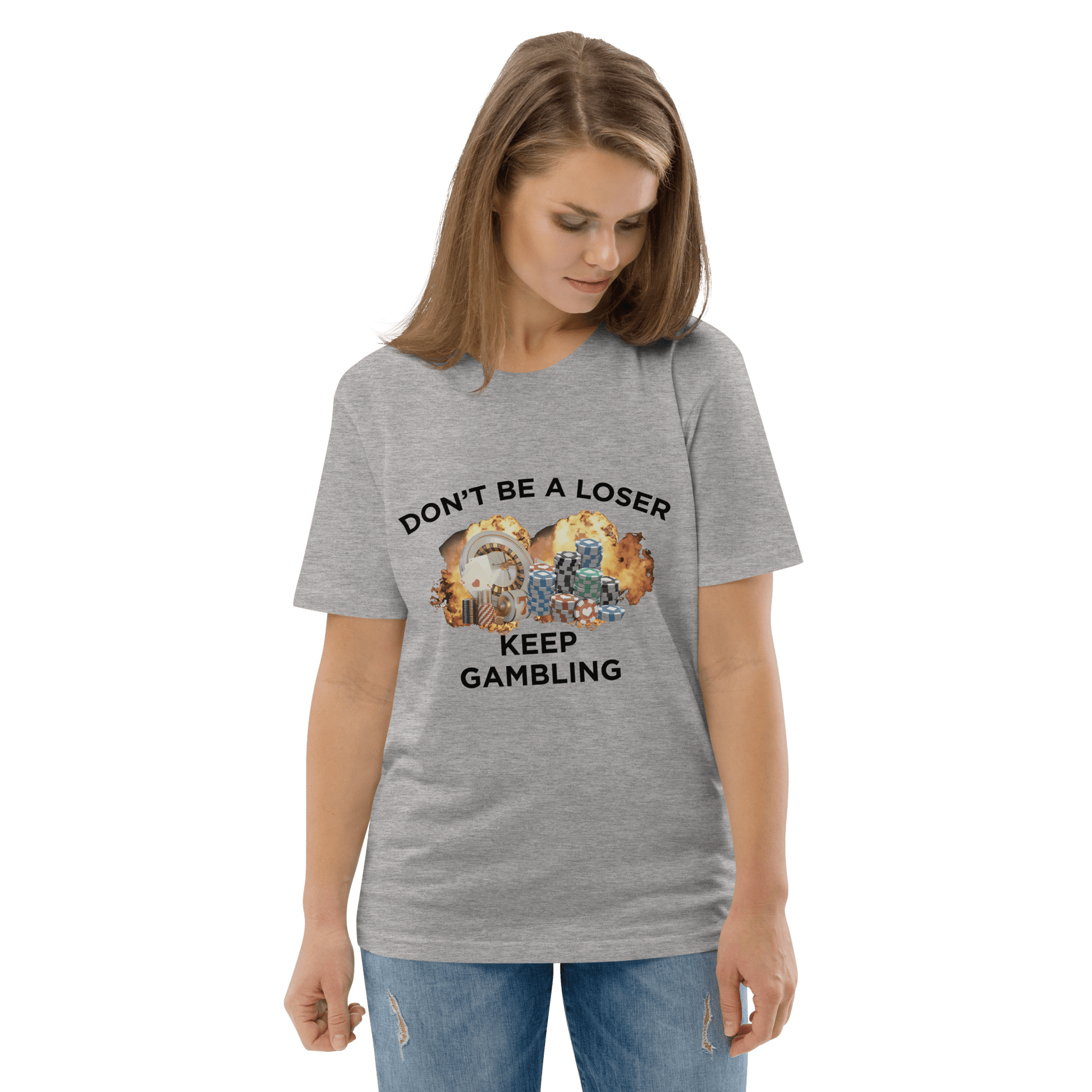 Keep Gambling Premium Organic T-Shirt Meme - Heather Grey | Shirtposting