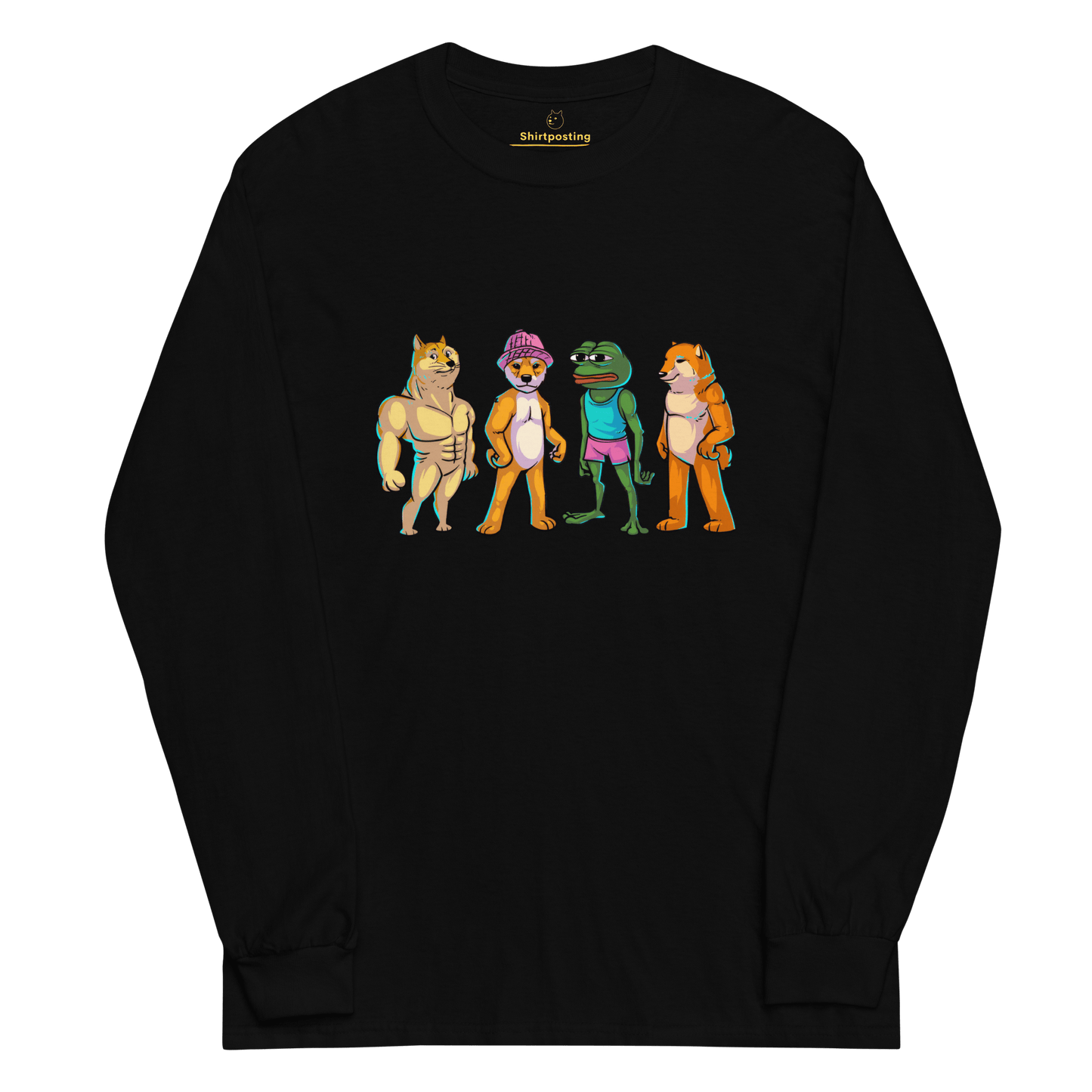 Meme Animal Long Sleeve T-Shirt Meme - Black | Shirtposting
