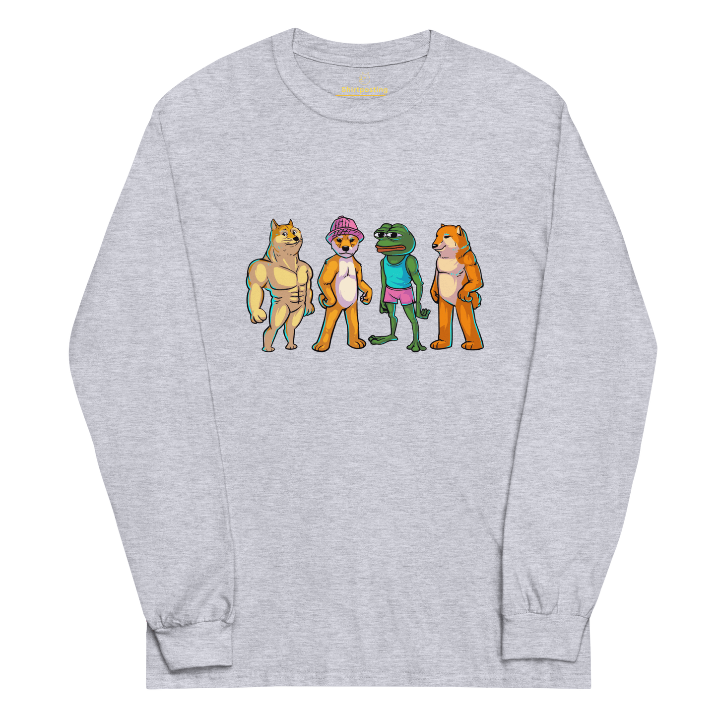 Meme Animal Long Sleeve T-Shirt Meme - Sport Grey | Shirtposting