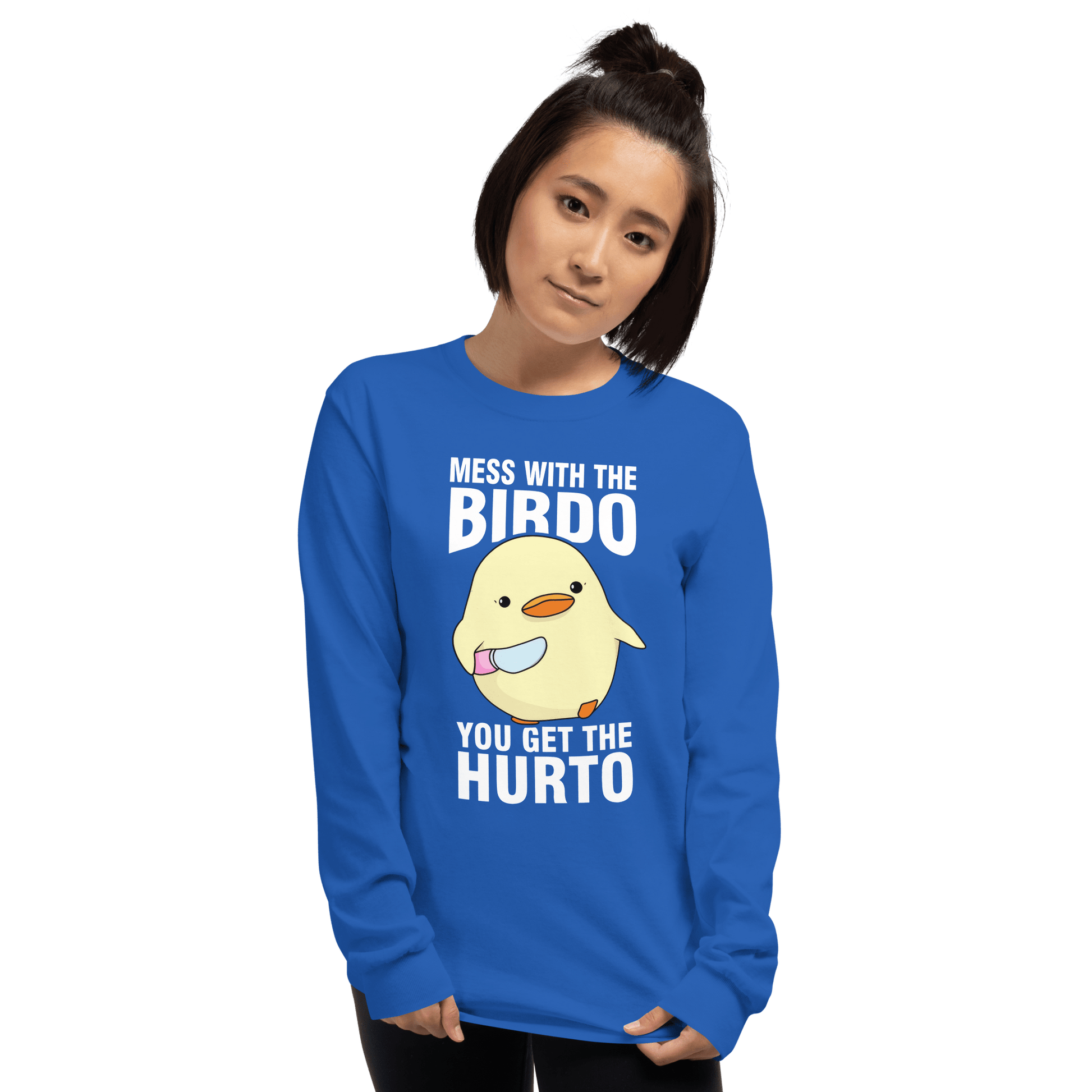 Mess With The Birdo Long Sleeve T-Shirt Meme - Sport Grey | Shirtposting