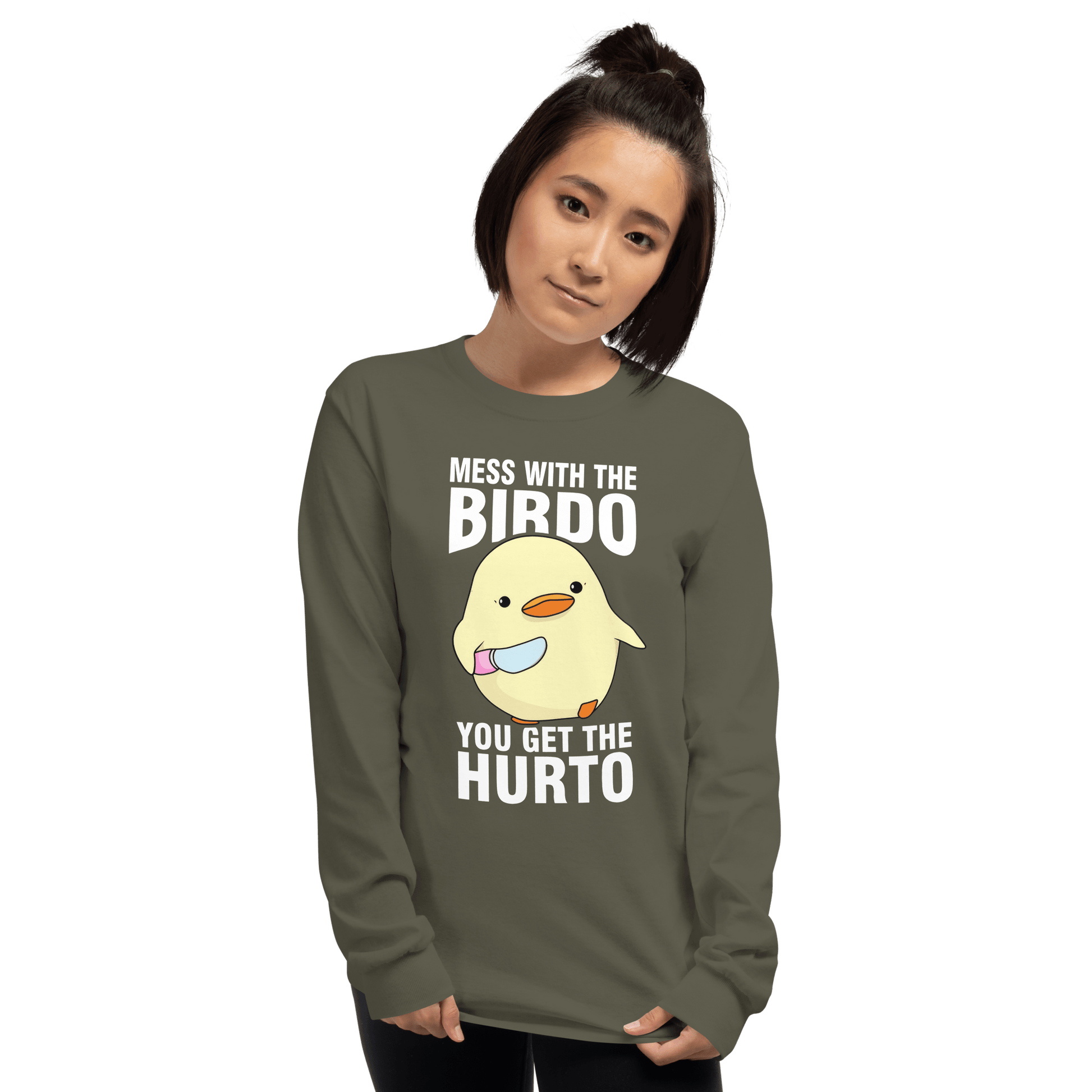 Mess With The Birdo Long Sleeve T-Shirt Meme - Sport Grey | Shirtposting