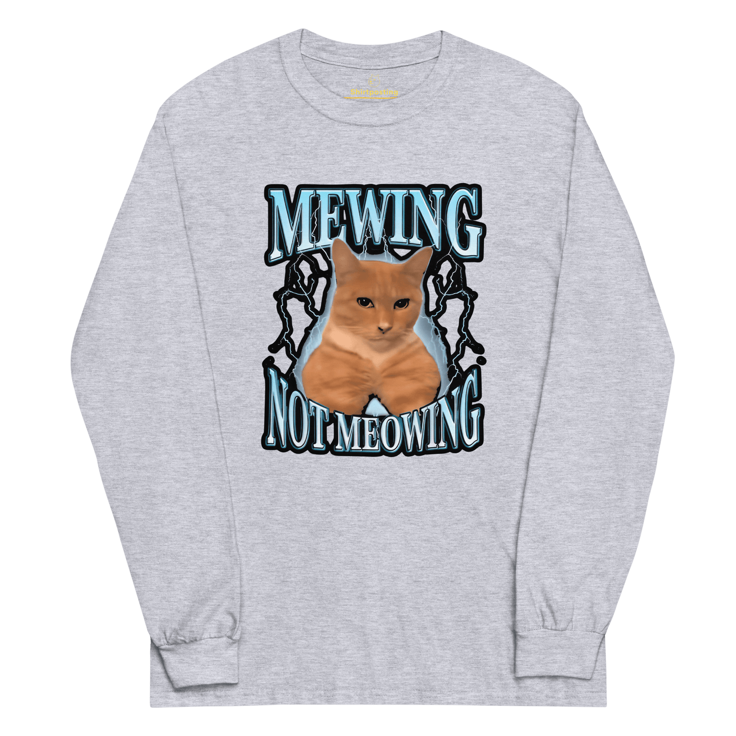 Mewing Long Sleeve T-Shirt Meme - Sport Grey | Shirtposting