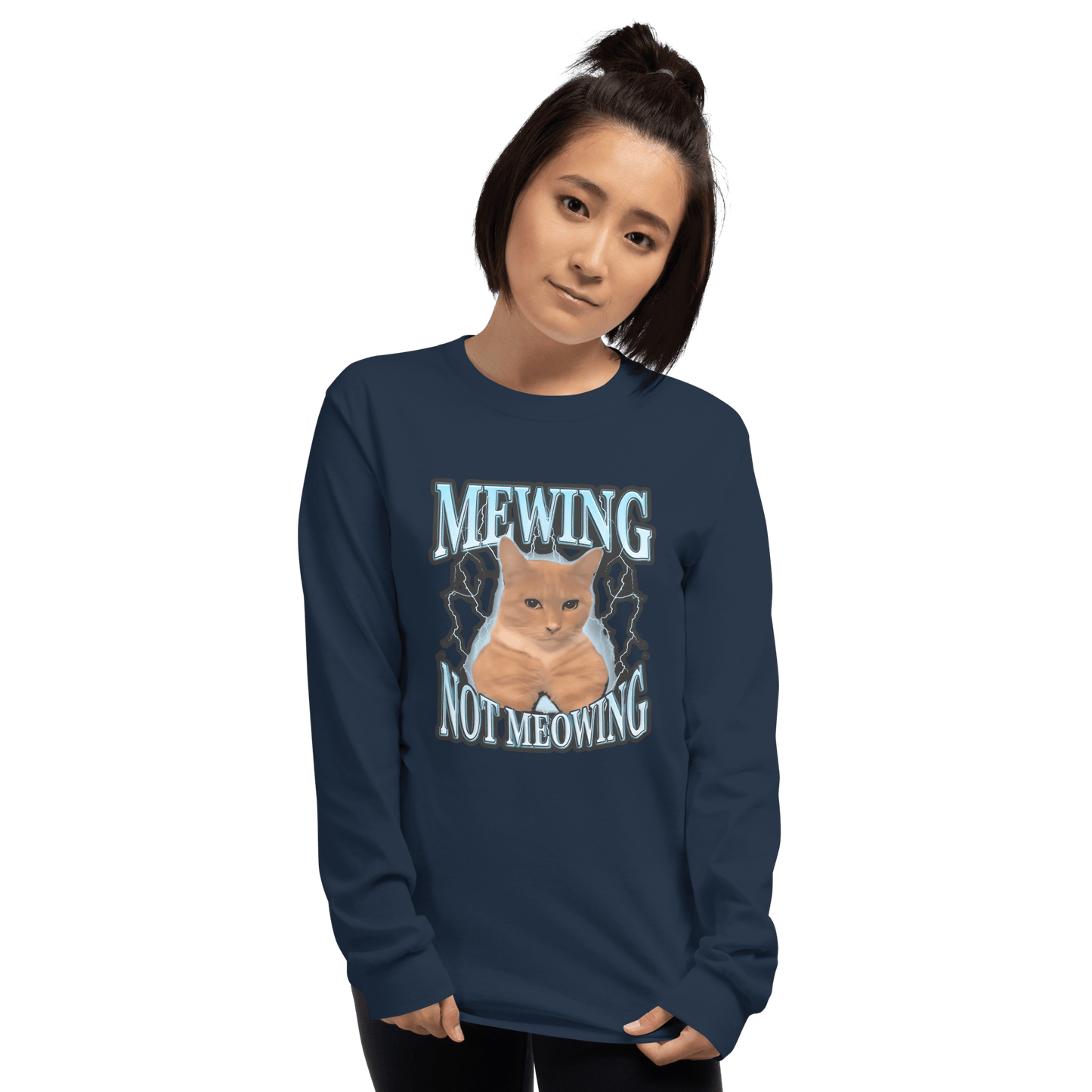 Mewing Long Sleeve T-Shirt Meme - Sport Grey | Shirtposting
