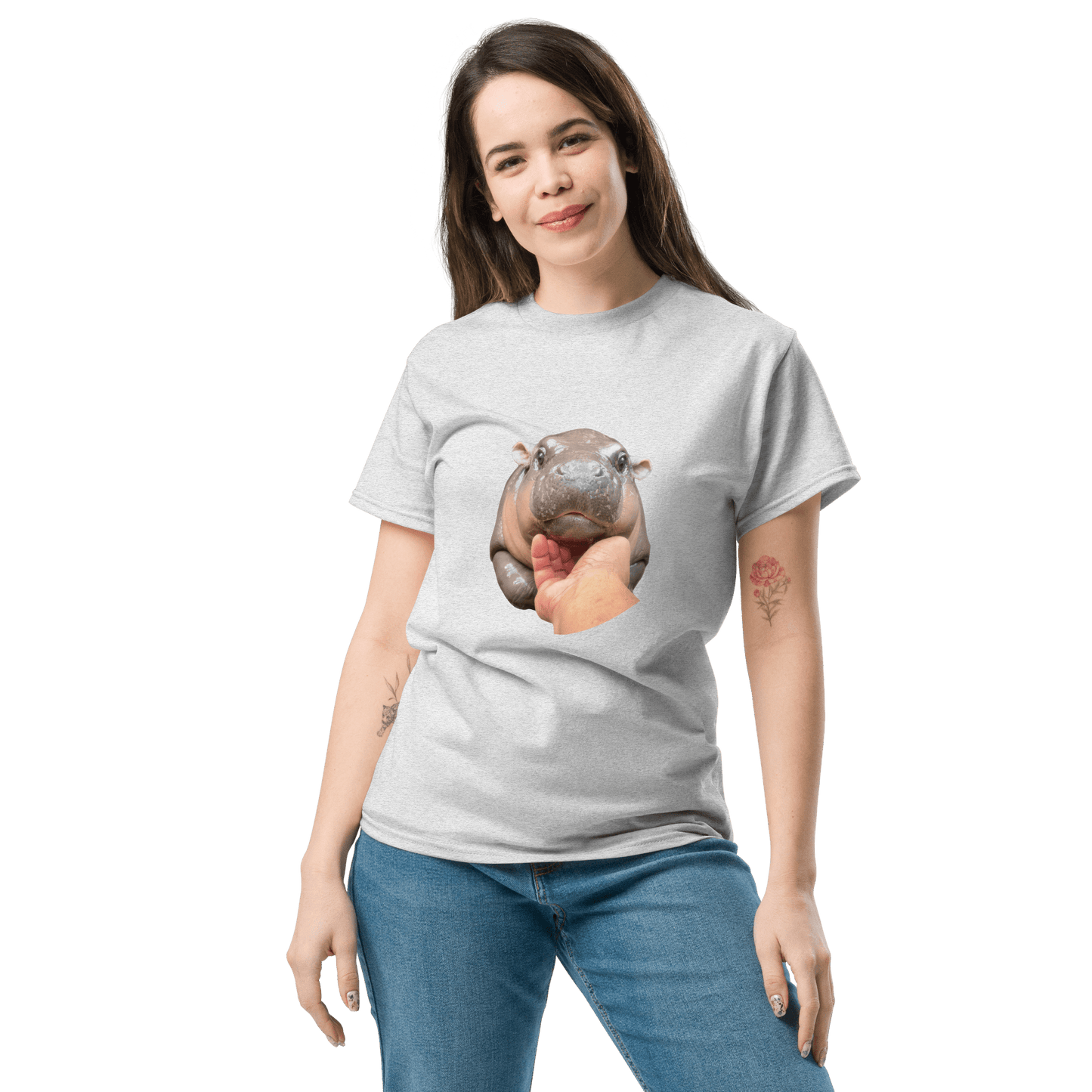Moo Deng Classic T-Shirt Meme - Ash | Shirtposting