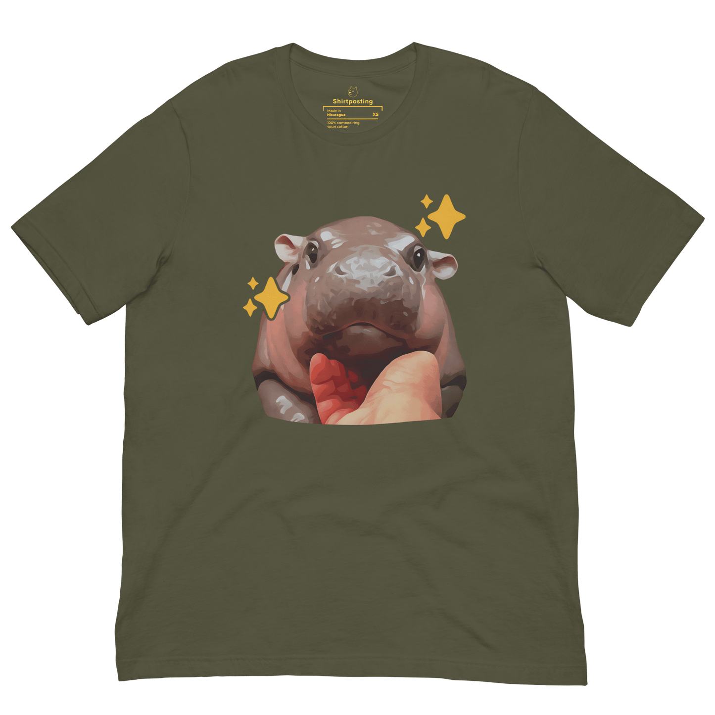 Moo Deng Classic T-Shirt Meme - Military Green | Shirtposting
