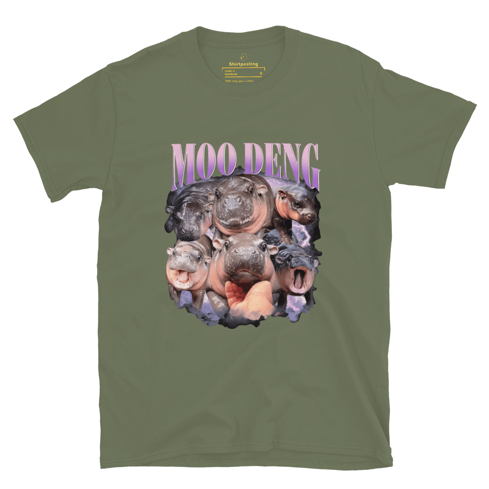 Moo Deng Classic T-Shirt Meme - Military Green | Shirtposting