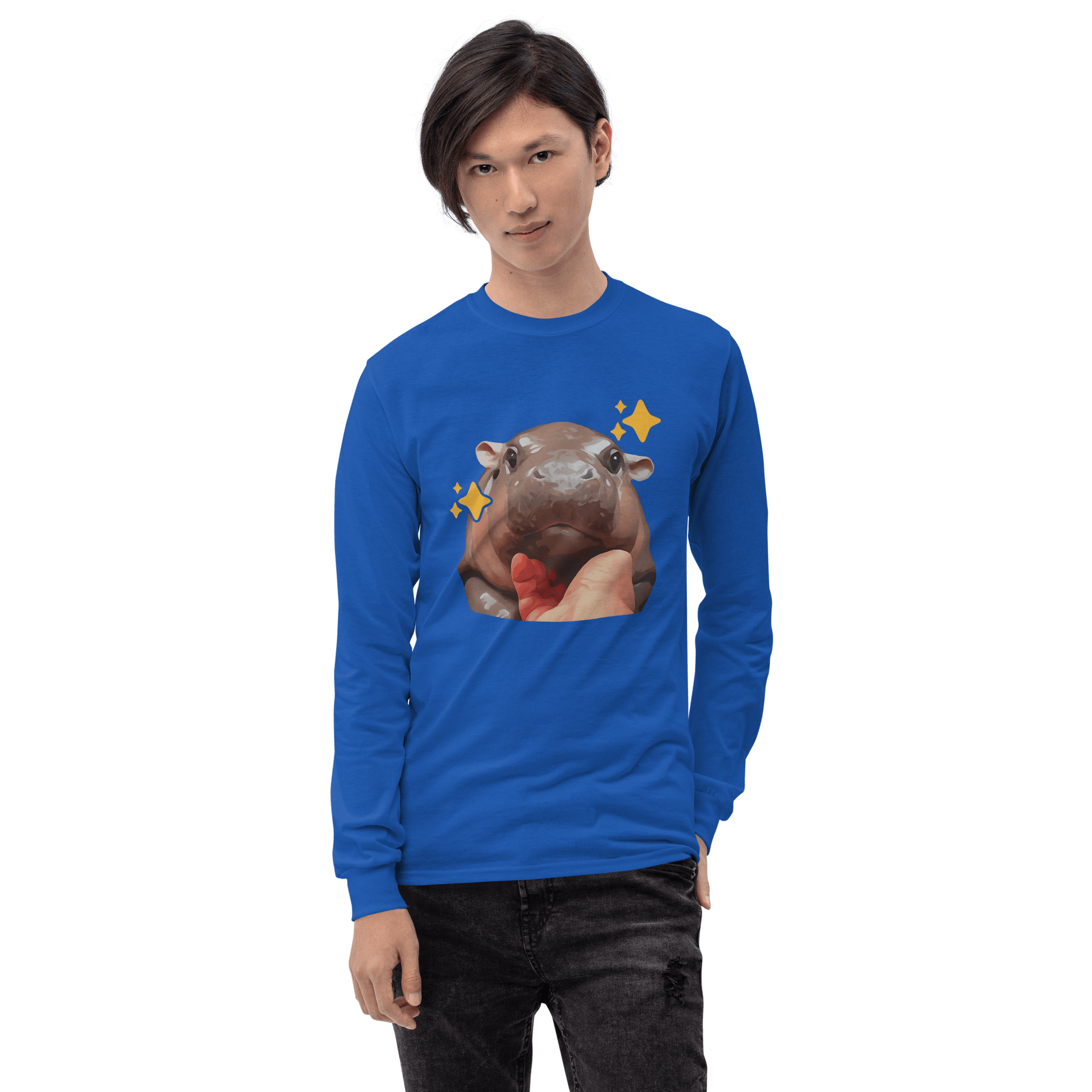 Moo Deng Long Sleeve T-Shirt Meme - Royal | Shirtposting