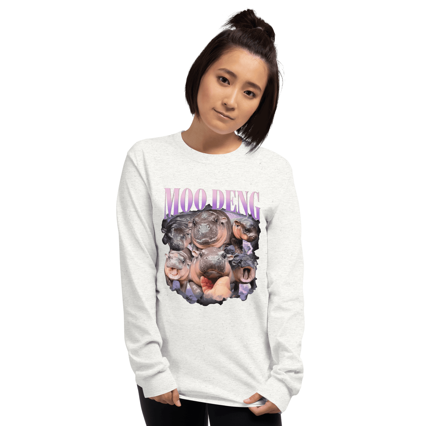 Moo Deng Long Sleeve T-Shirt Meme - Sand | Shirtposting