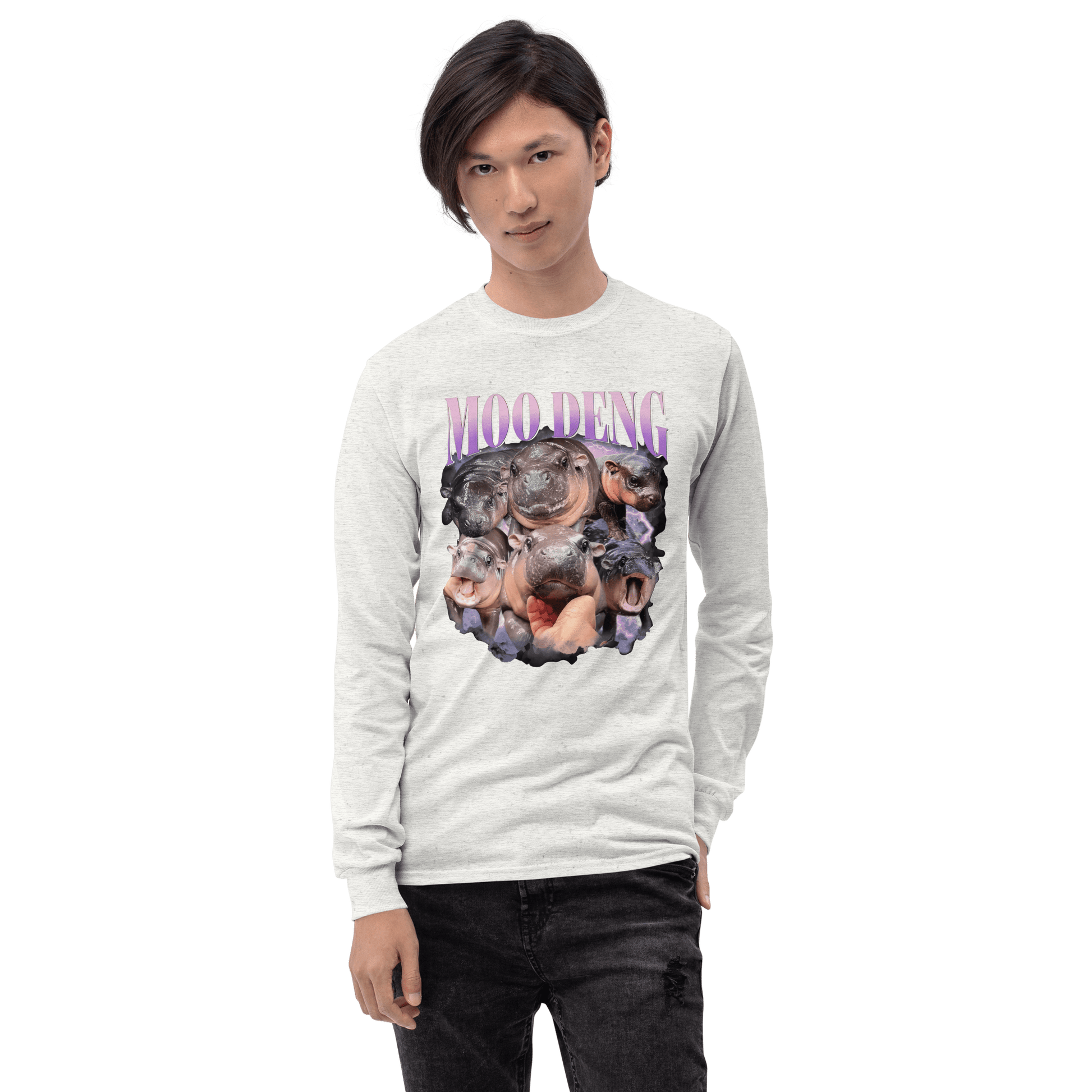 Moo Deng Long Sleeve T-Shirt Meme - Sand | Shirtposting