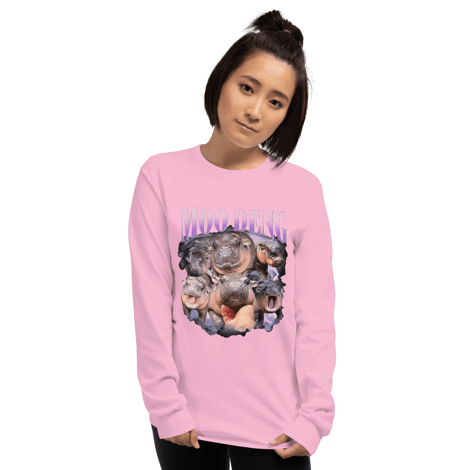 Moo Deng Long Sleeve T-Shirt Meme - Sand | Shirtposting