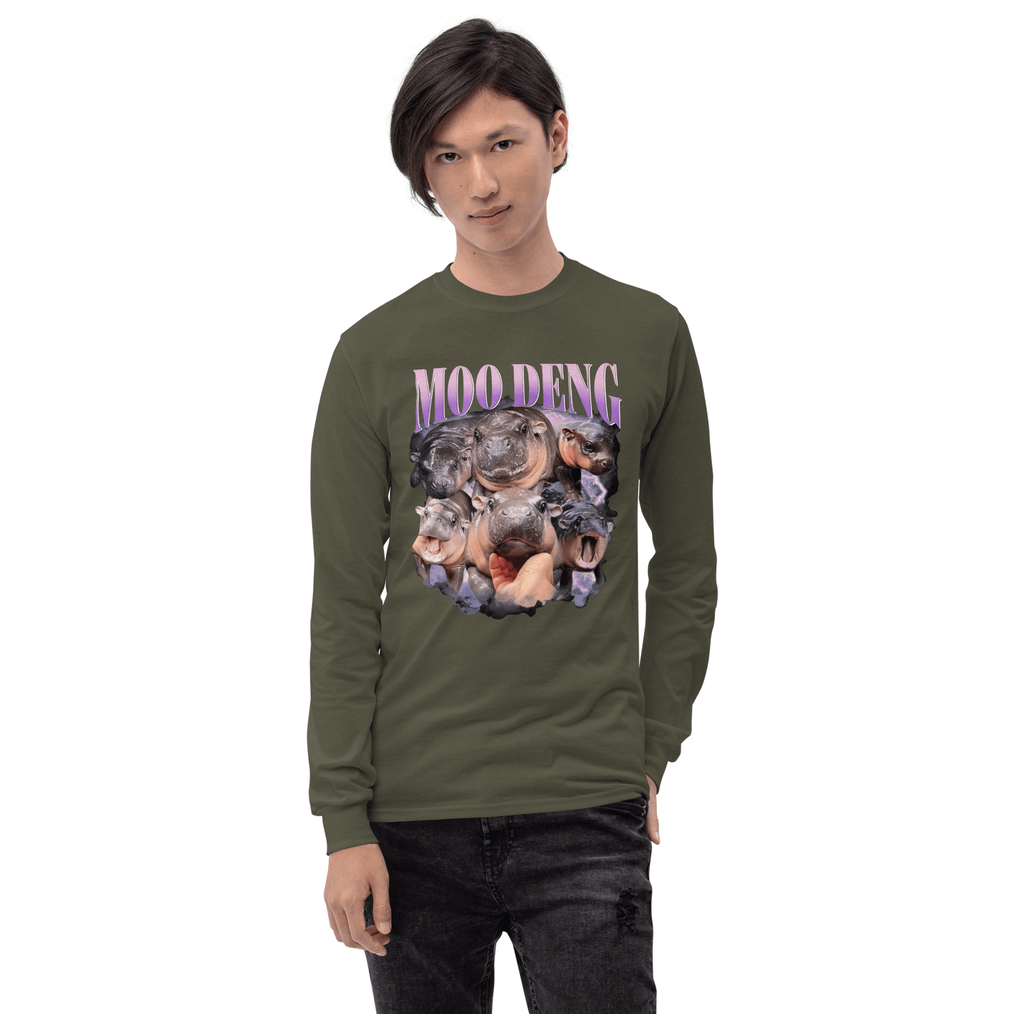 Moo Deng Long Sleeve T-Shirt Meme - Sand | Shirtposting
