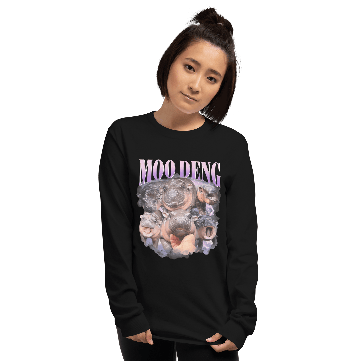 Moo Deng Long Sleeve T-Shirt Meme - Sand | Shirtposting