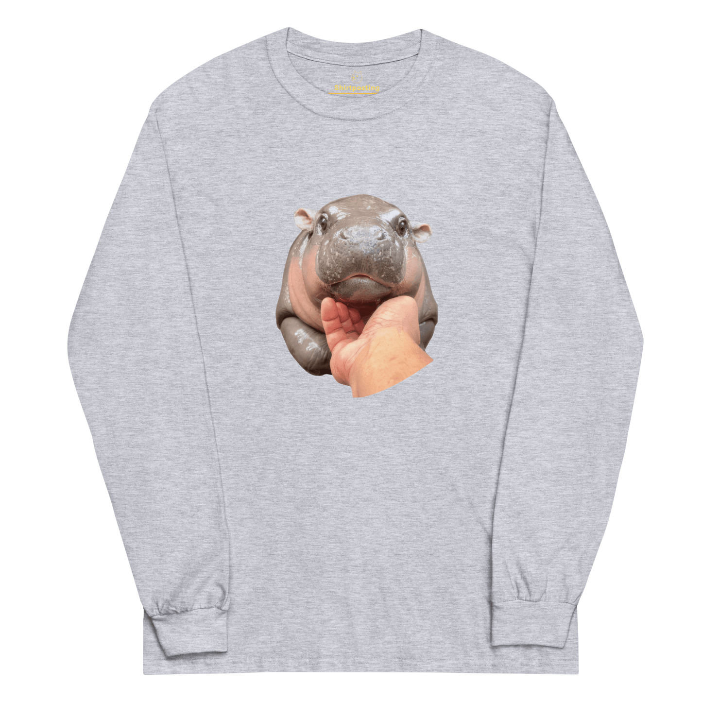Moo Deng Long Sleeve T-Shirt Meme - Sport Grey | Shirtposting