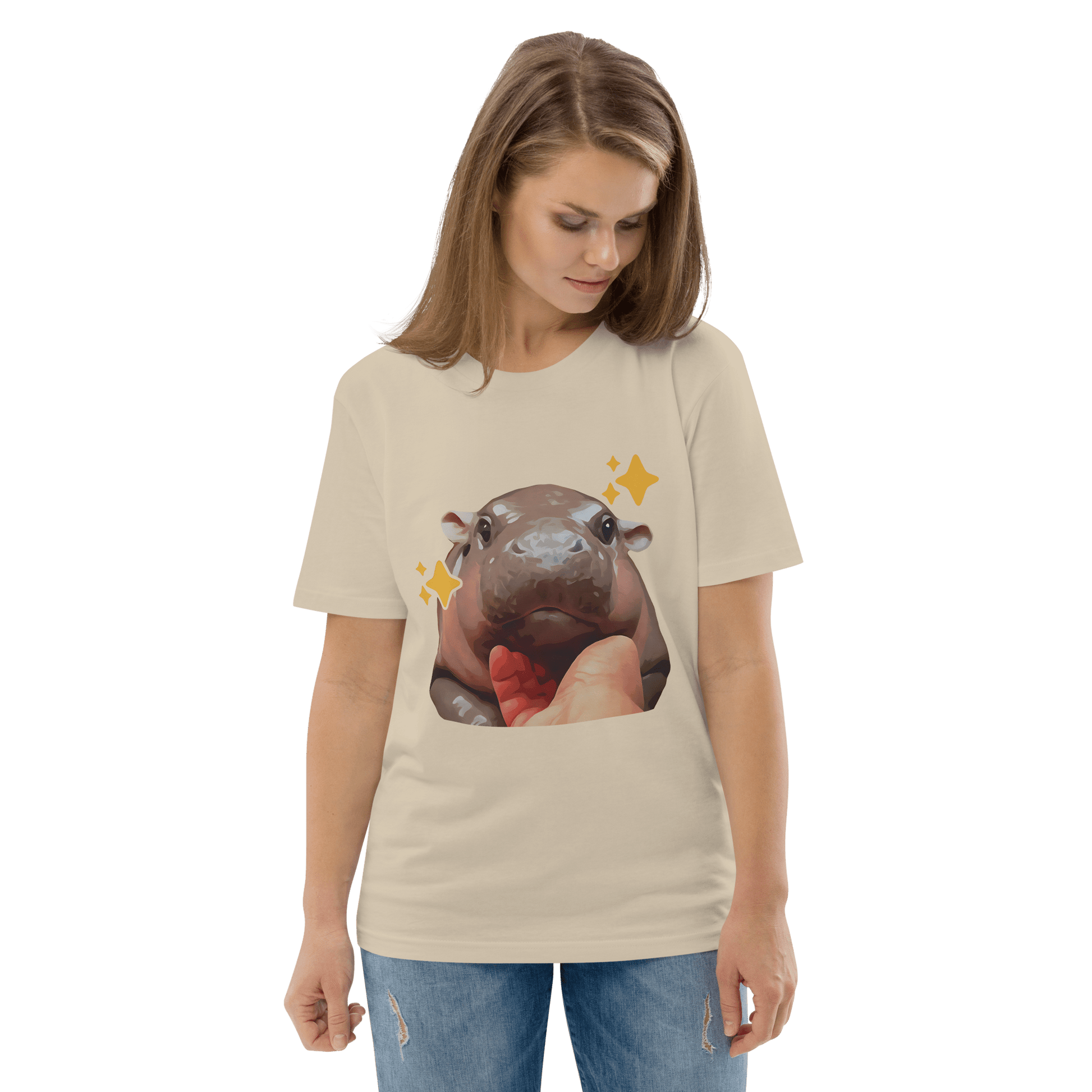 Moo Deng Premium Organic T-Shirt Meme - Cotton Pink | Shirtposting