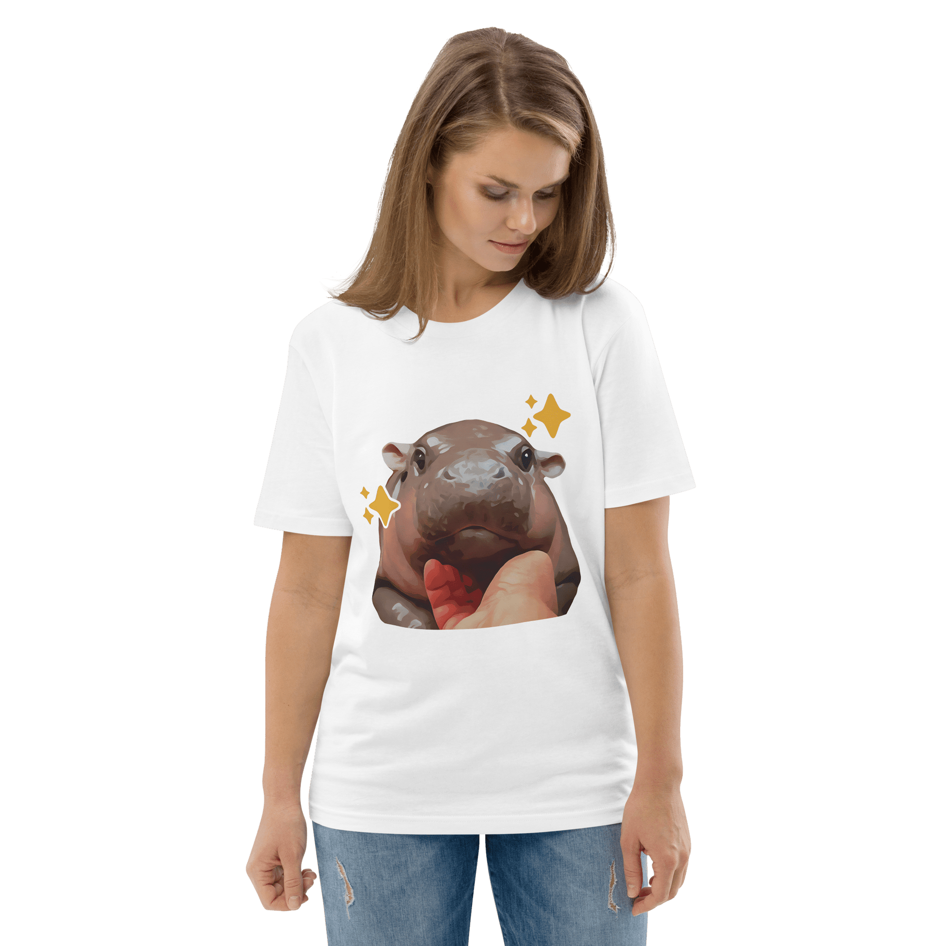 Moo Deng Premium Organic T-Shirt Meme - Cotton Pink | Shirtposting