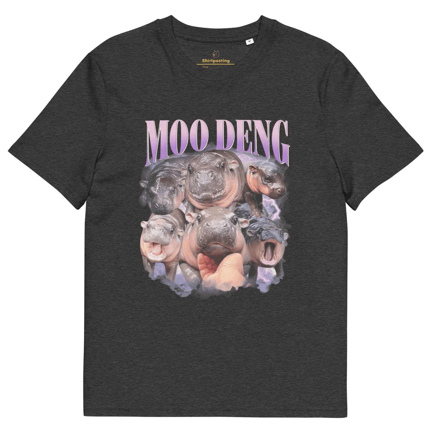 Moo Deng Premium Organic T-Shirt Meme - Dark Heather Grey | Shirtposting